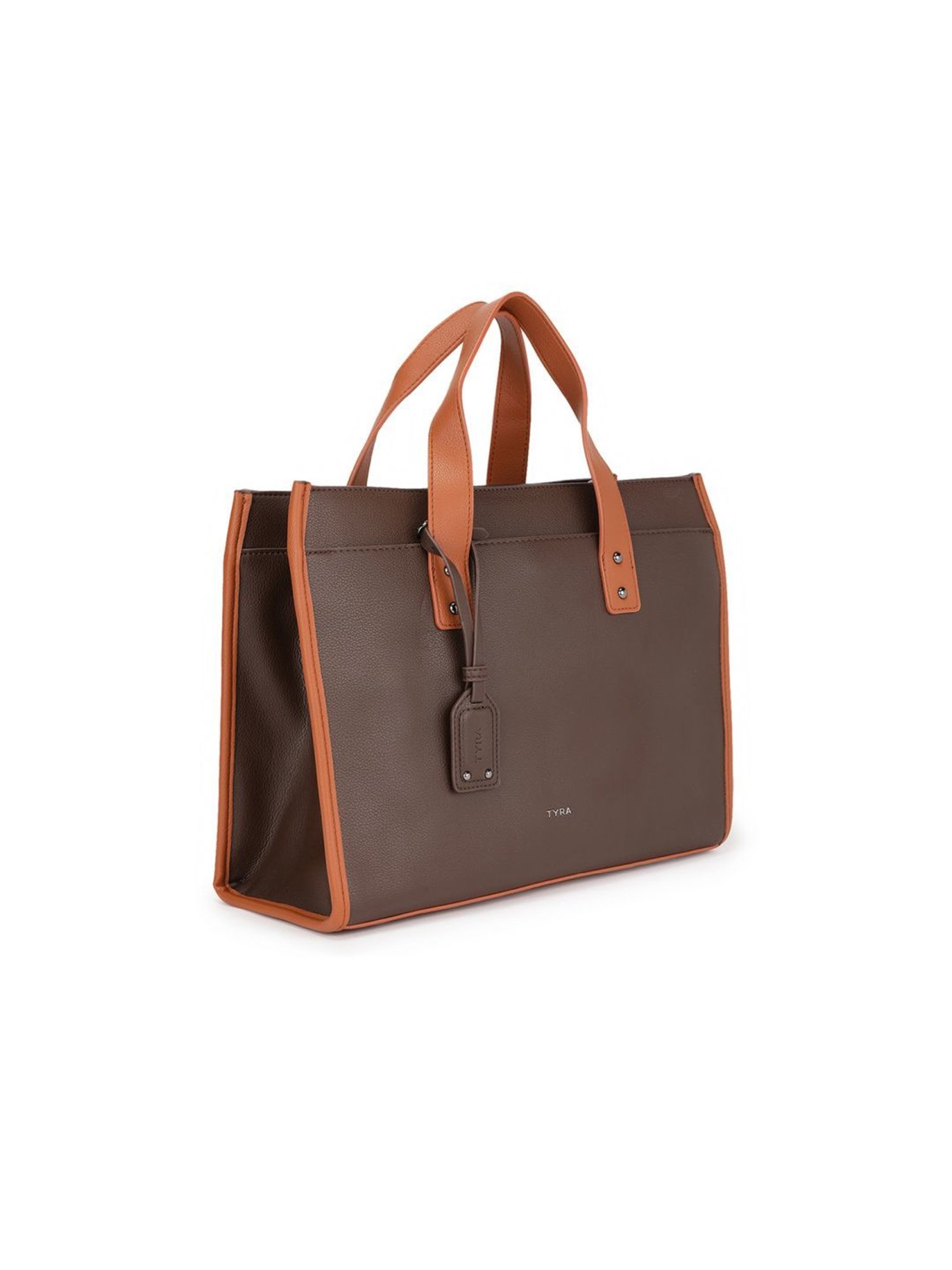 Tyra Emily Brown Solid Faux Leather Tote Handbag