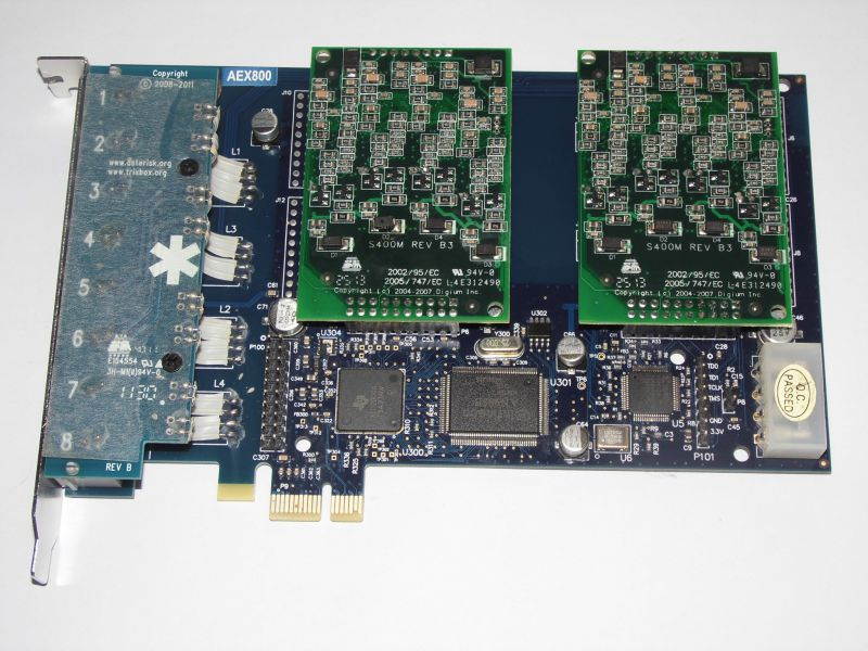 Analog Asterisk card AEX800 8 fxs (S400m * 2) ports pic-E Interface Support Asterisk Trixbox hardware Echo Cancellation module