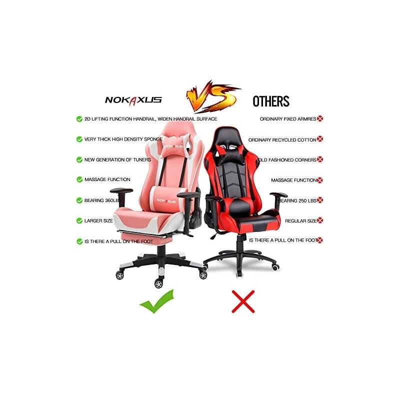 Gaming Chair Large Size High-Back Ergonomic Racing Seat with Massager Lumbar Support and Retractible Footrest PU Leather 90-180 Degree Adjustment of backrest Thickening sponges (YK-6008-PINK)