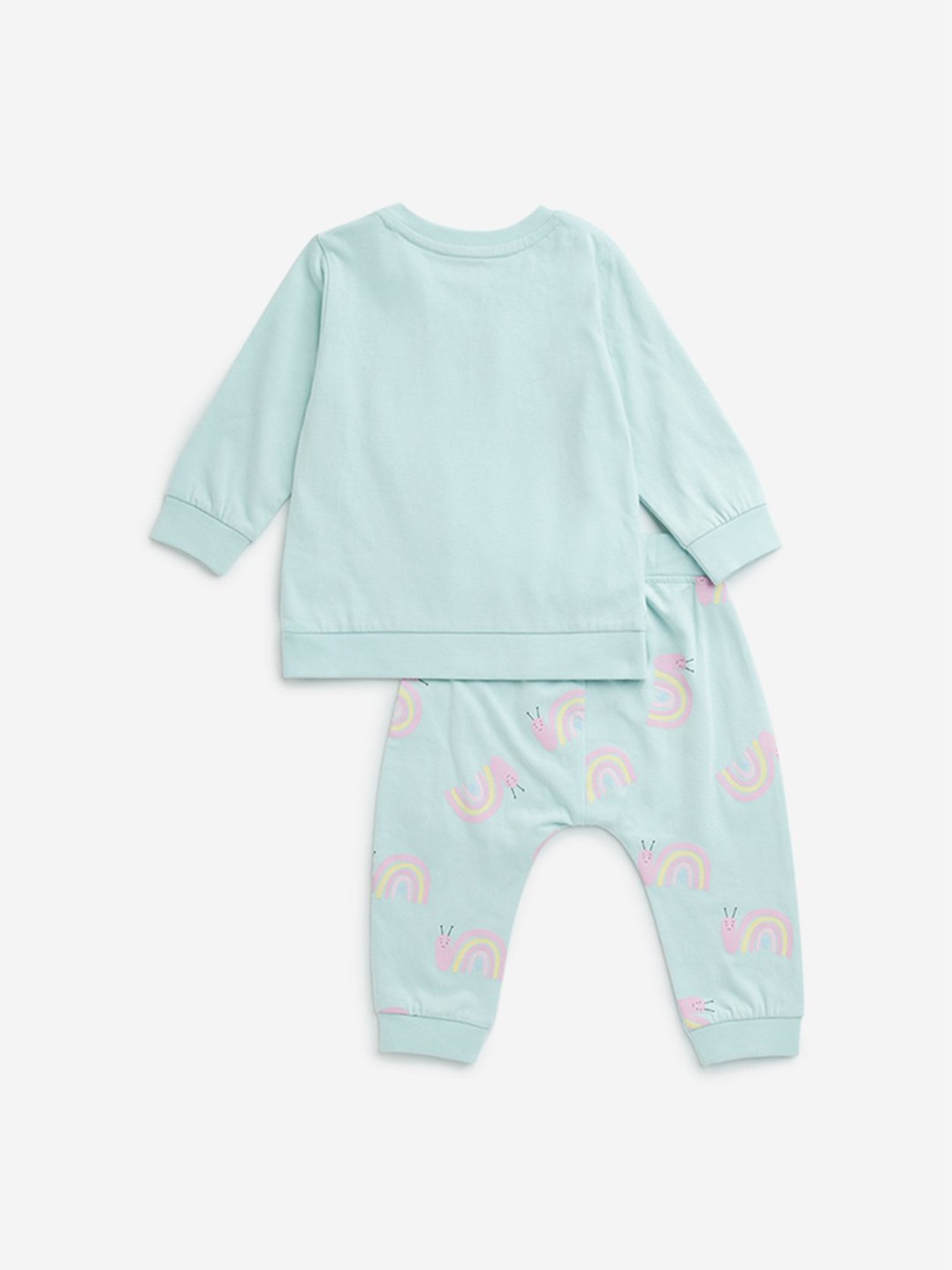 HOP Baby by Westside Sage Snail Printed Cotton T-Shirt and Pants Set