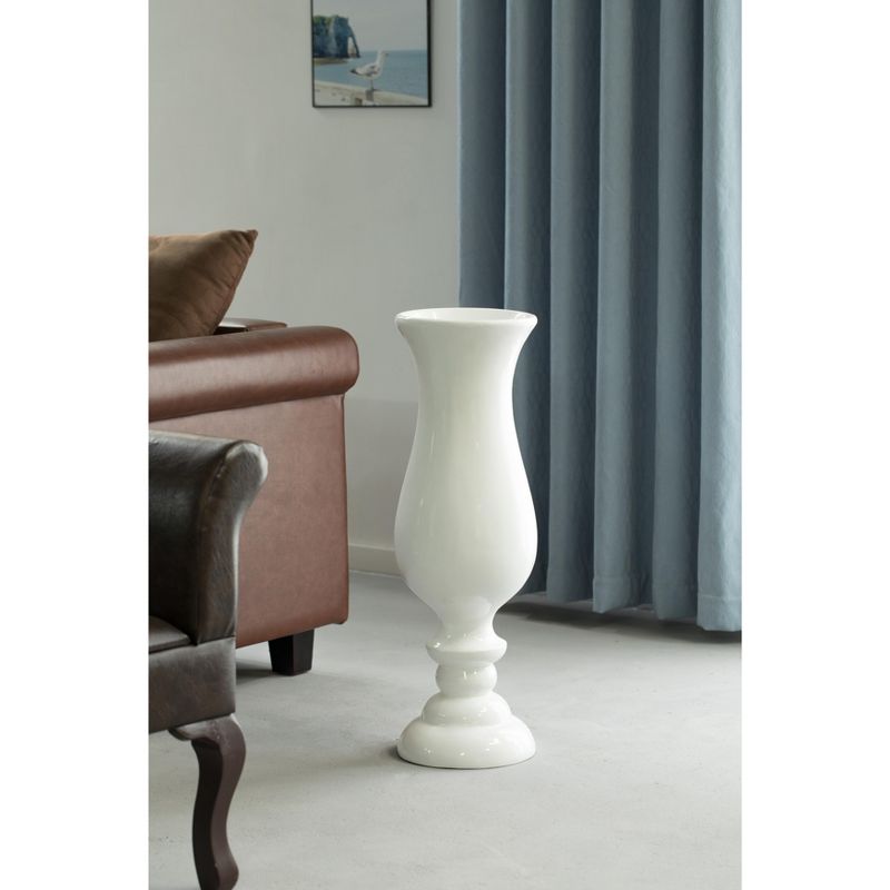 Uniquewise White Modern Fiberglass Goblet Shape Floor Vase 30 Inch High