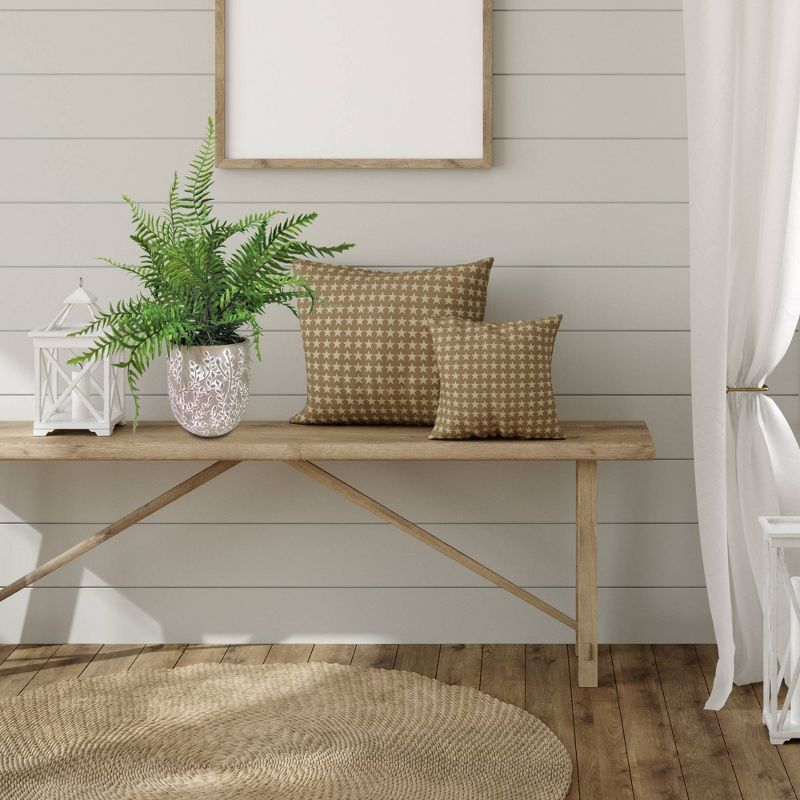 18" x 12" Artificial Boston Fern Plant in Decorated Cement Planter - LCG Florals