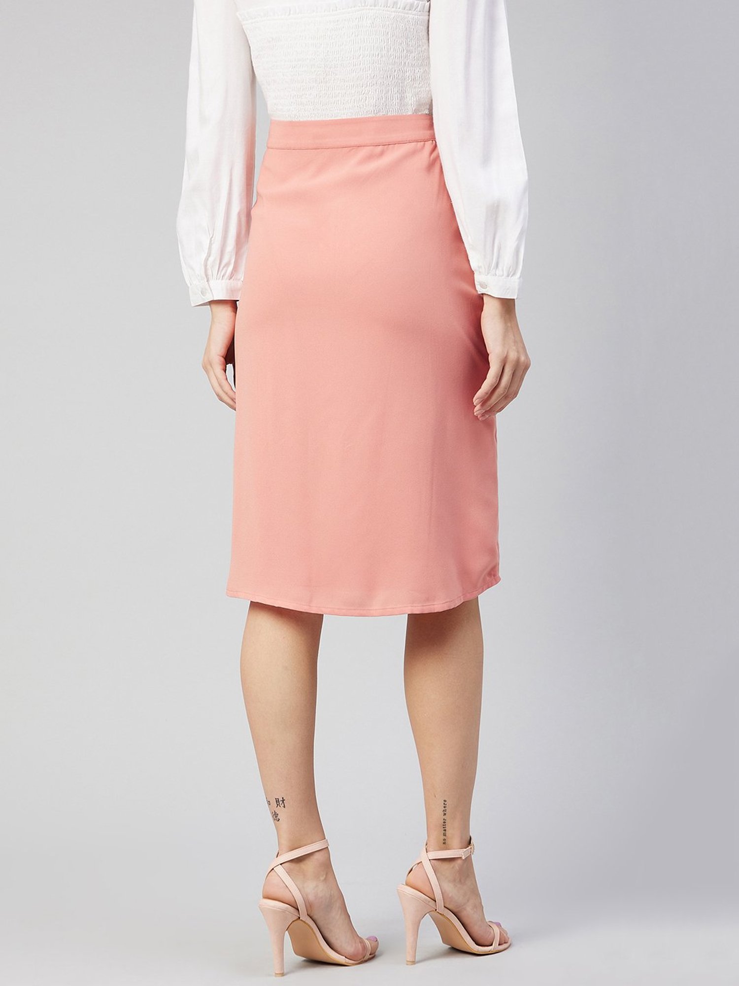 Carlton London Peach A-Line Midi Skirt