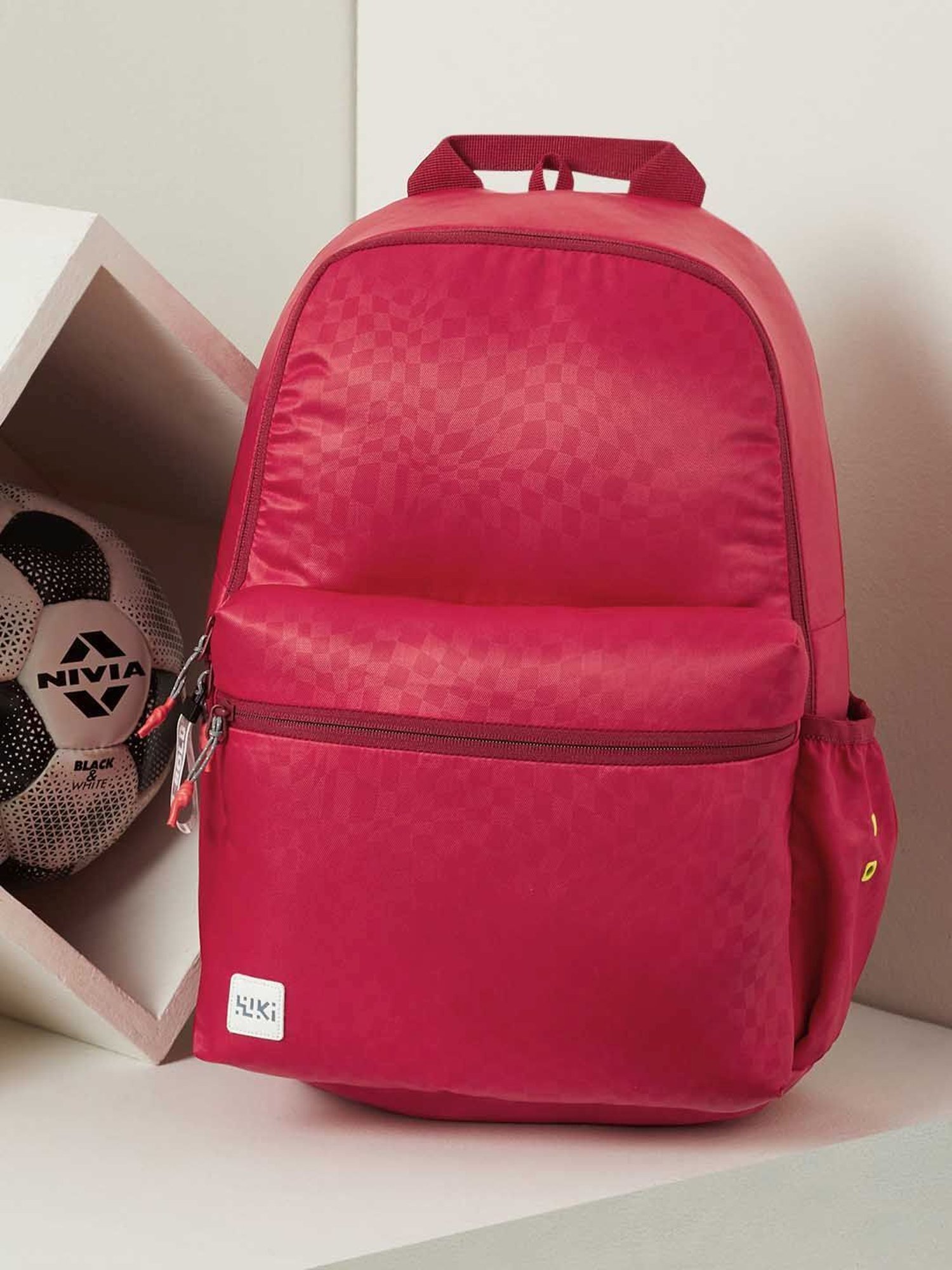 Wiki Back to School Red Polyester Printed Backpack - 18 Ltrs