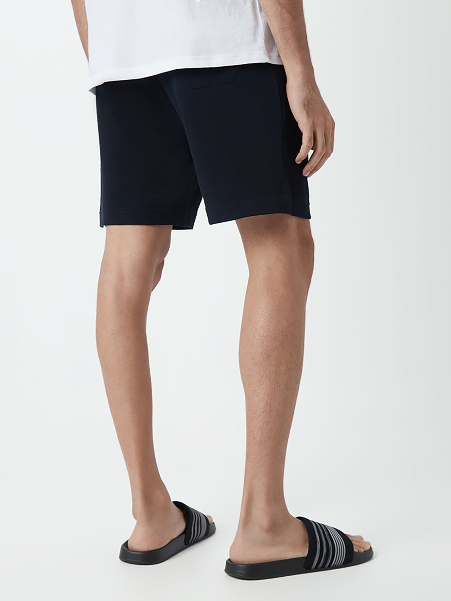WES Lounge by Westside Navy Self-Textured Relaxed-Fit Shorts