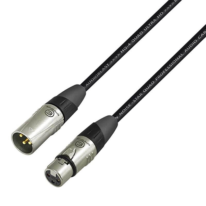 2 Units 12 Foot HQ4 Star Quad Balanced Male to Female Microphone Cables with Eminence E311 amp E312 Gold XLR Connectors UV Protected amp Road Ready