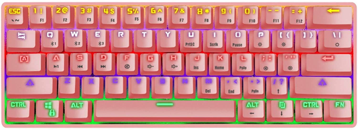 CUUWE K28 Wireless Bluetooth 61-Key Dual-Mode RGB Backlit Waterproof Mechanical Gaming Keyboard - Office Keyboard -Gaming Keyboard