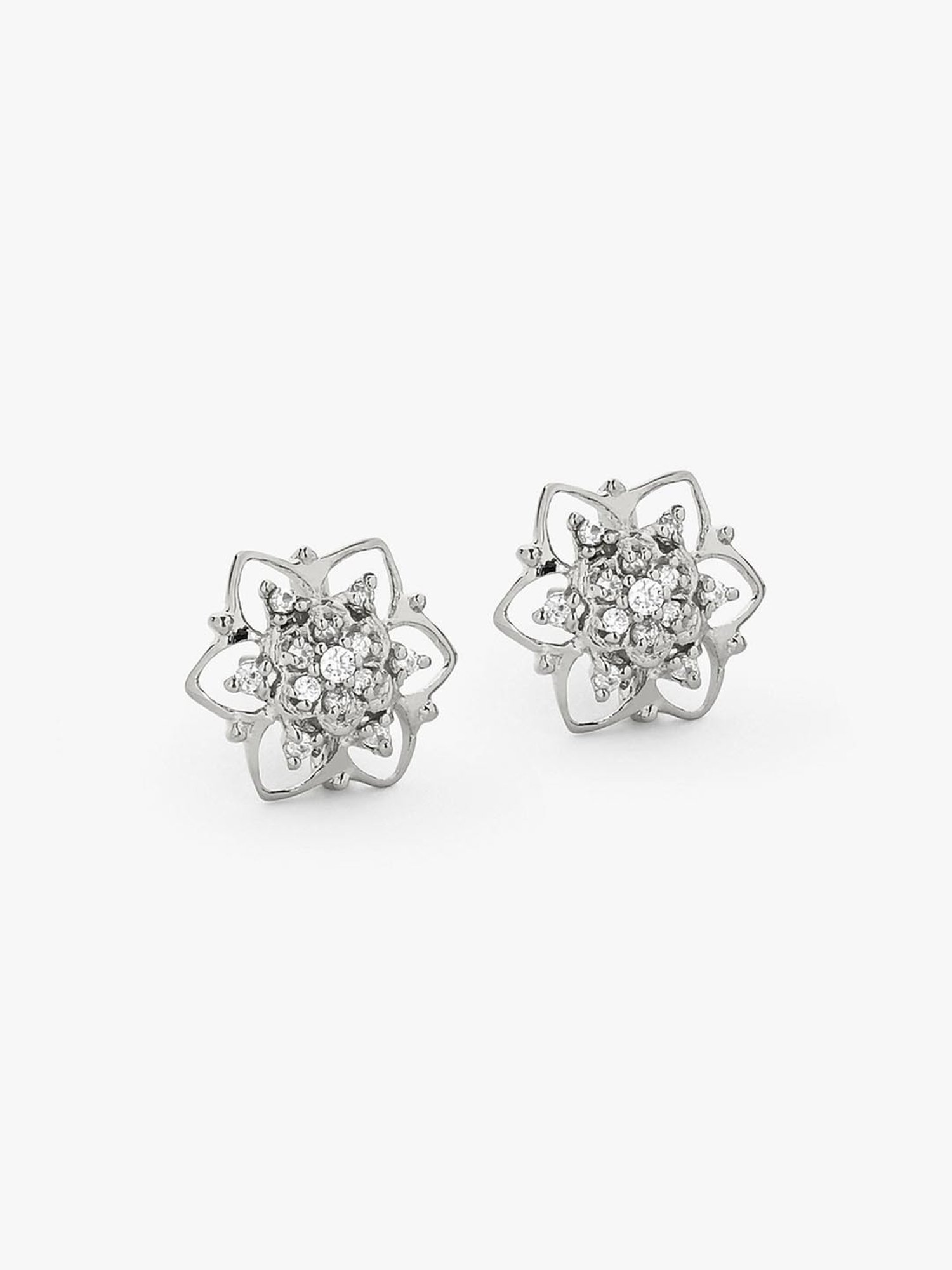 March by FableStreet Sterling Silver Floral Stud Earrings for Women