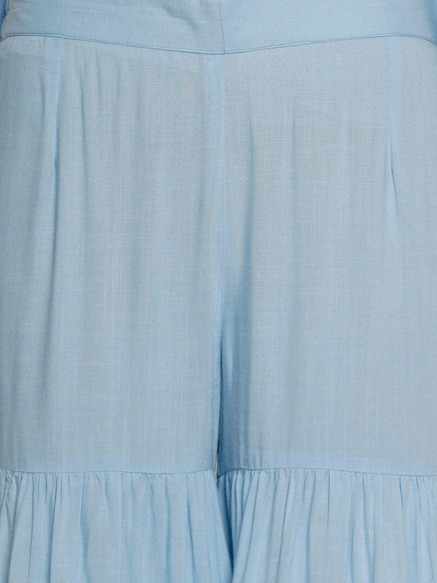 Women Republic Blue Embroidered Kurti Sharara Set With Dupatta