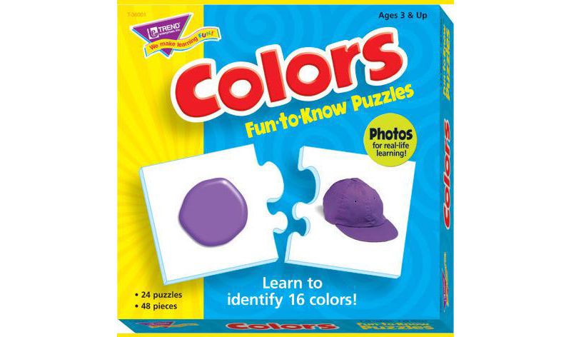 Trend Enterprises Colors 2-Piece Puzzles, 16 Assorted Colors, set of 24