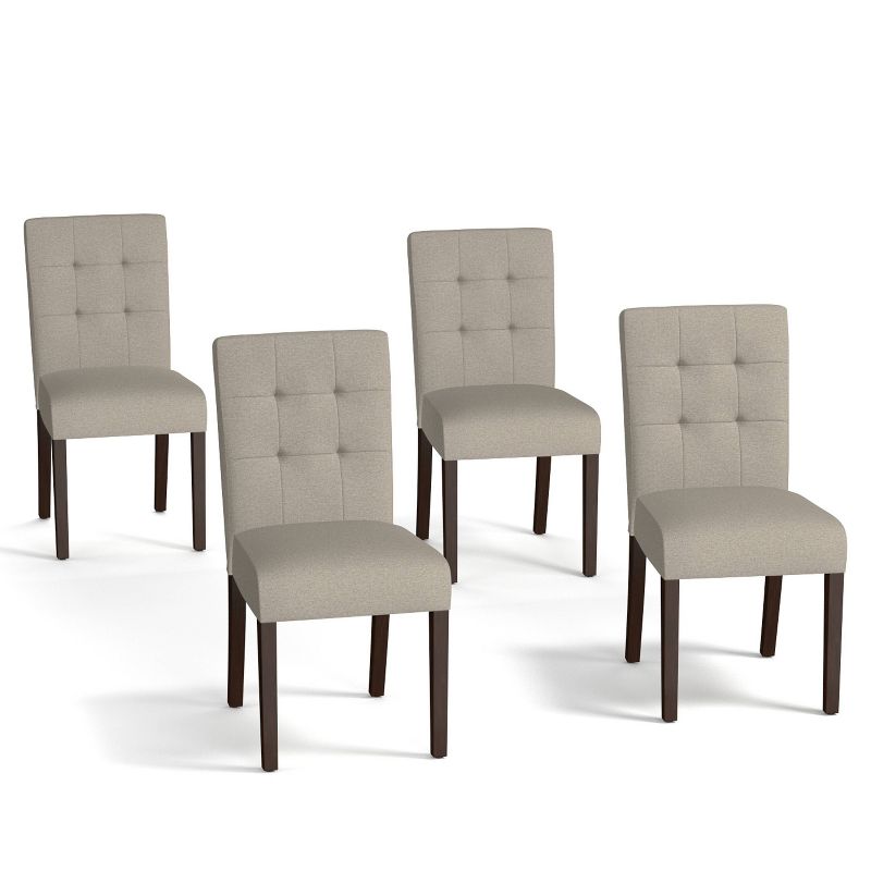 Set of 4 Blanca Tufted Upholstered Dining Chairs Taupe Linen - Handy Living
