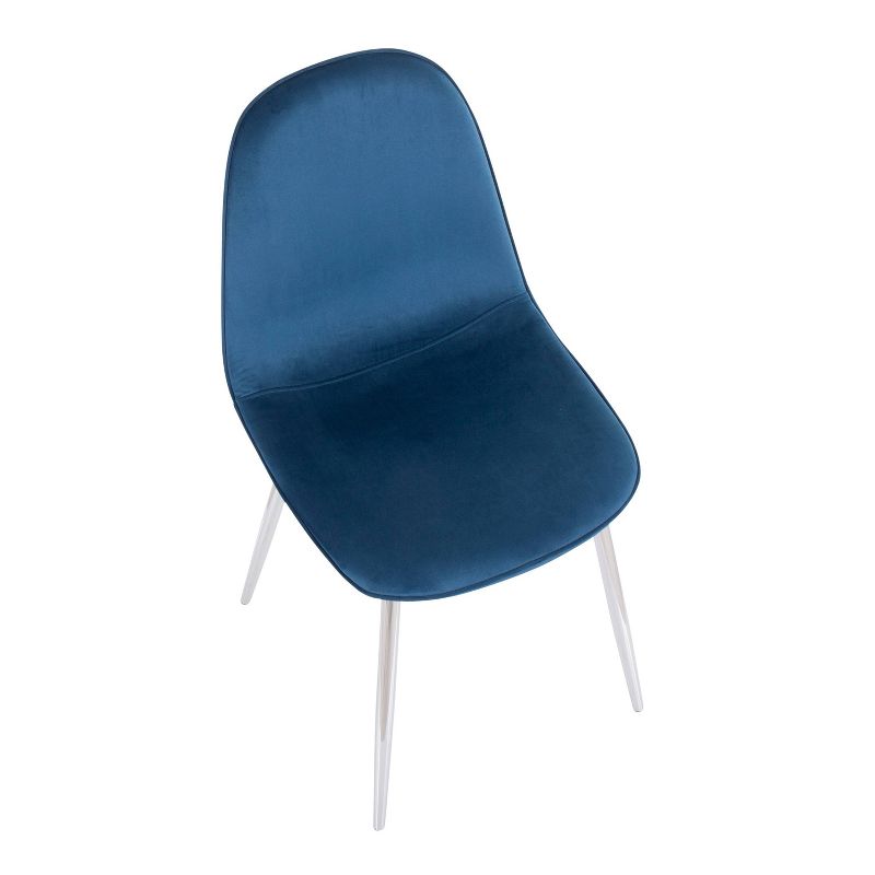 Set of 2 Pebble Contemporary Dining Chairs Chrome/Blue - LumiSource