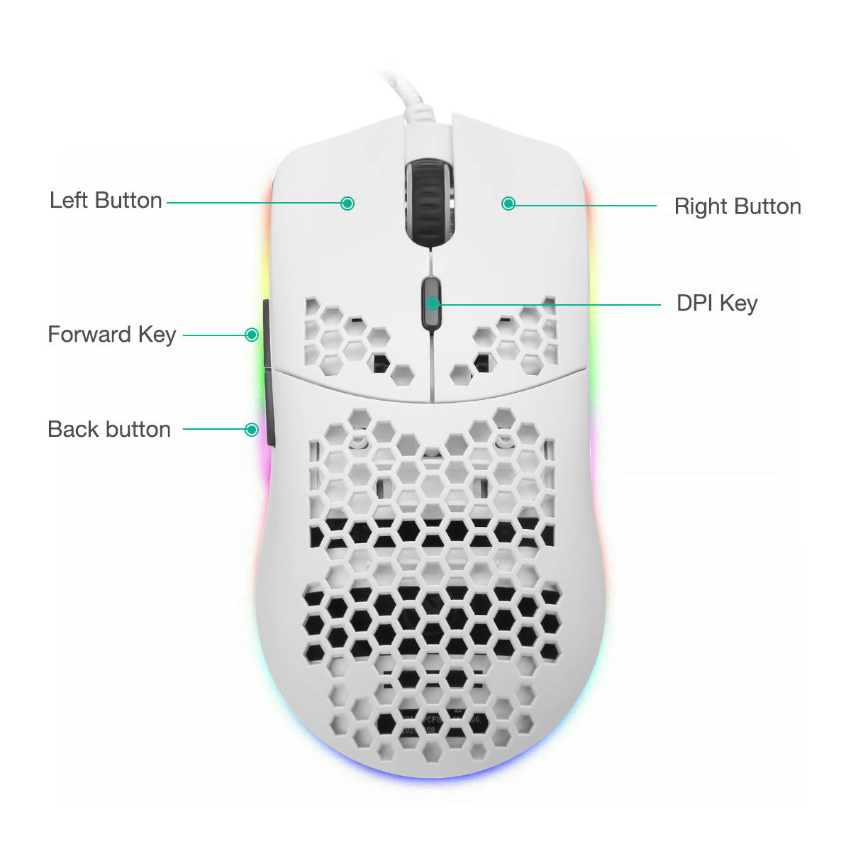 6 Button Wired Gaming Mouse 6400 DPI LED Backlit USB Optical Mechanical Game Mice for PC Laptop Black