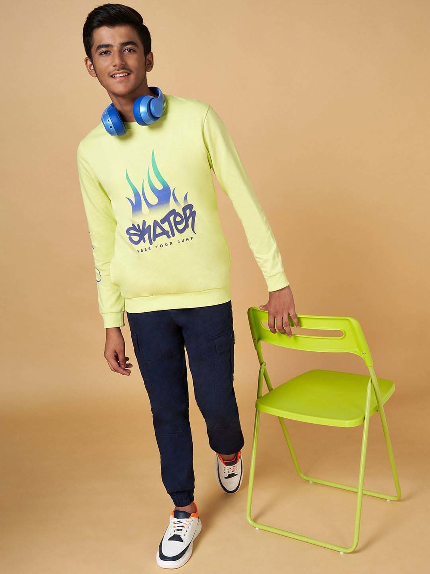 Coolsters by Pantaloons Kids Green Cotton Printed Full Sleeves Sweatshirt