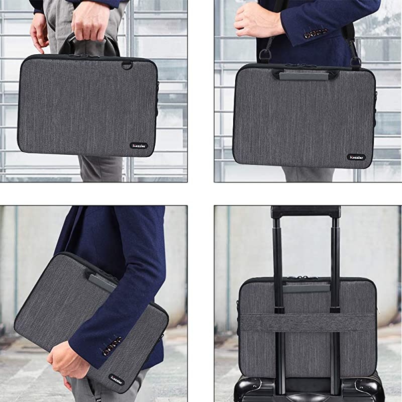 13133 Inch Handle Laptop Briefcase Shoulder Bag Electronic Accessories Organizer Messenger Carrying Case with ShoulderLuggage Strap Grey