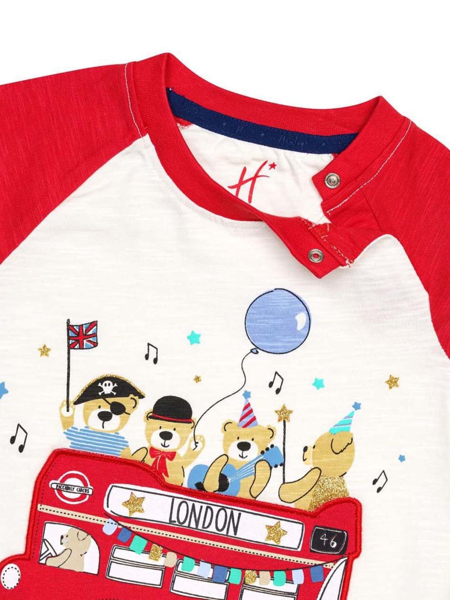 H by Hamleys Kids Red & White Cotton Printed T-Shirt