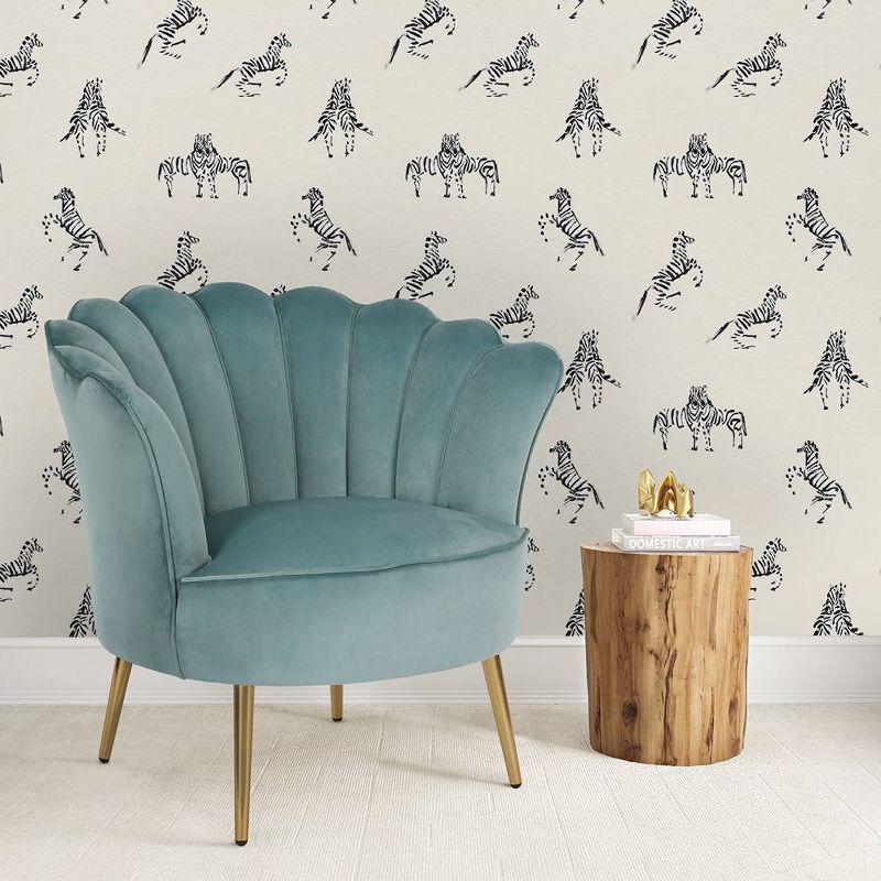 Tempaper Zebras In Love Peel and Stick Wallpaper Waverly White