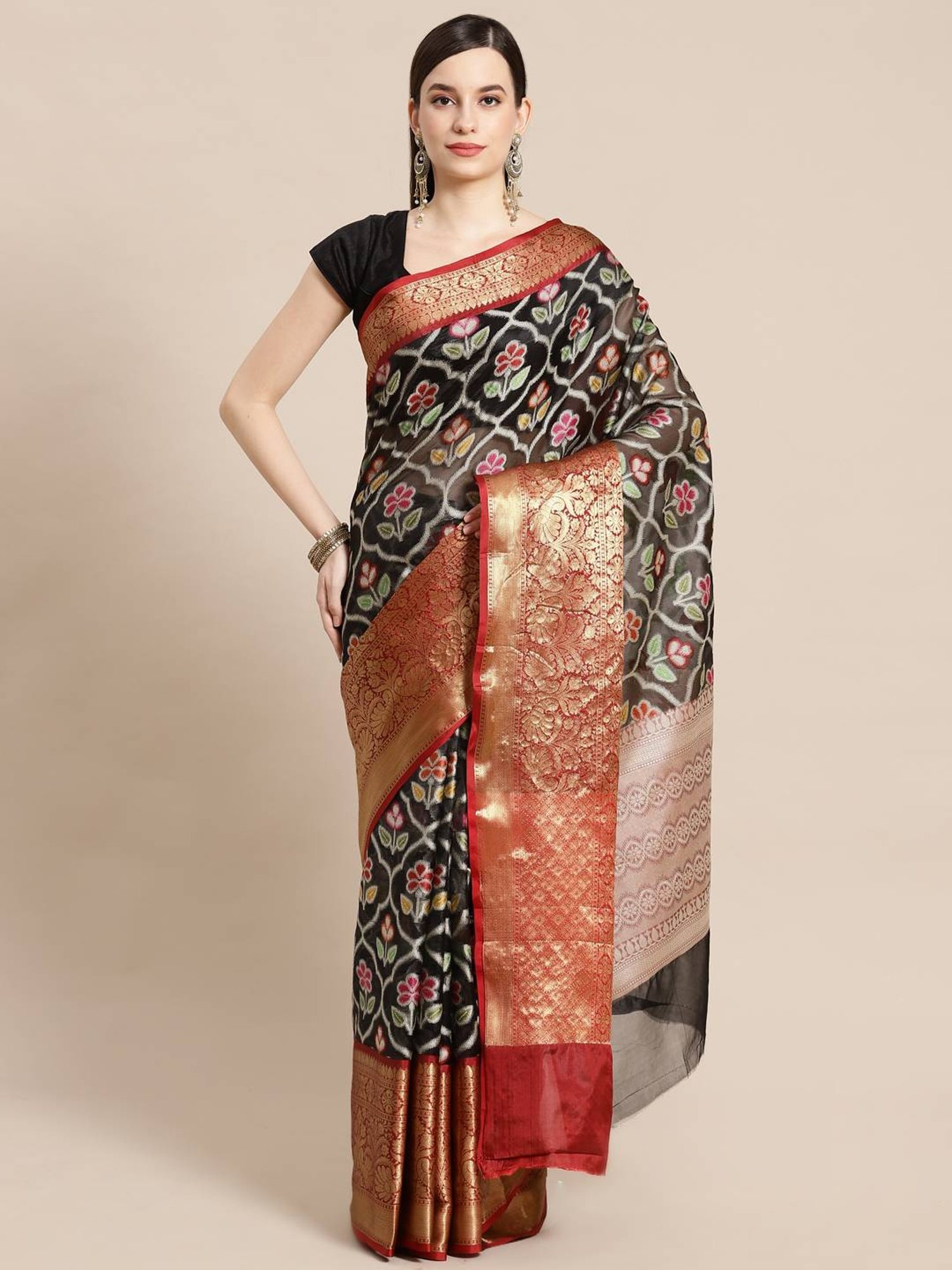Banarasi Silk Works  Woven Saree with Blouse
