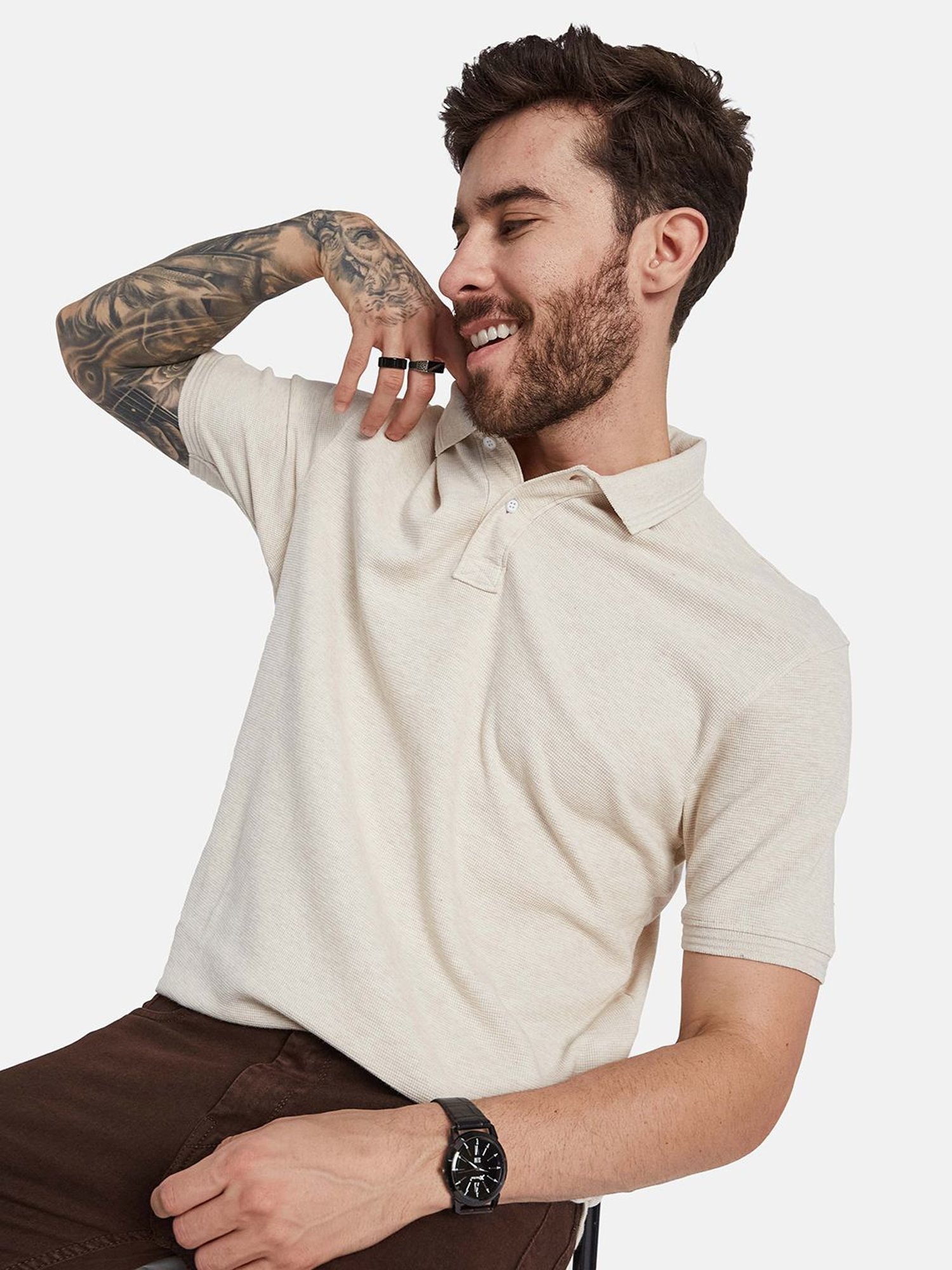 Octave Natural Regular Fit Polo T-Shirt