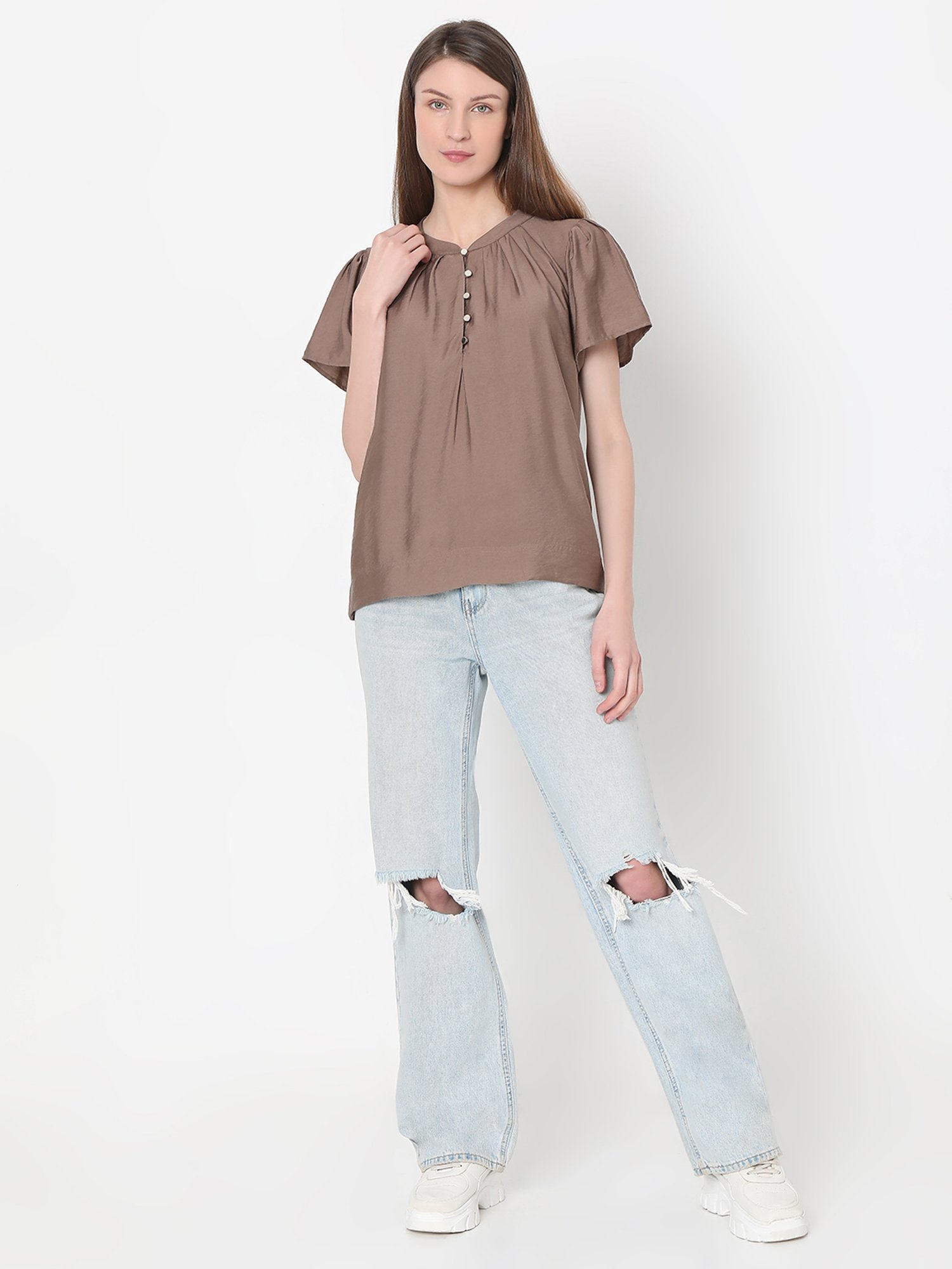 Vero Moda Brown Regular Fit Top