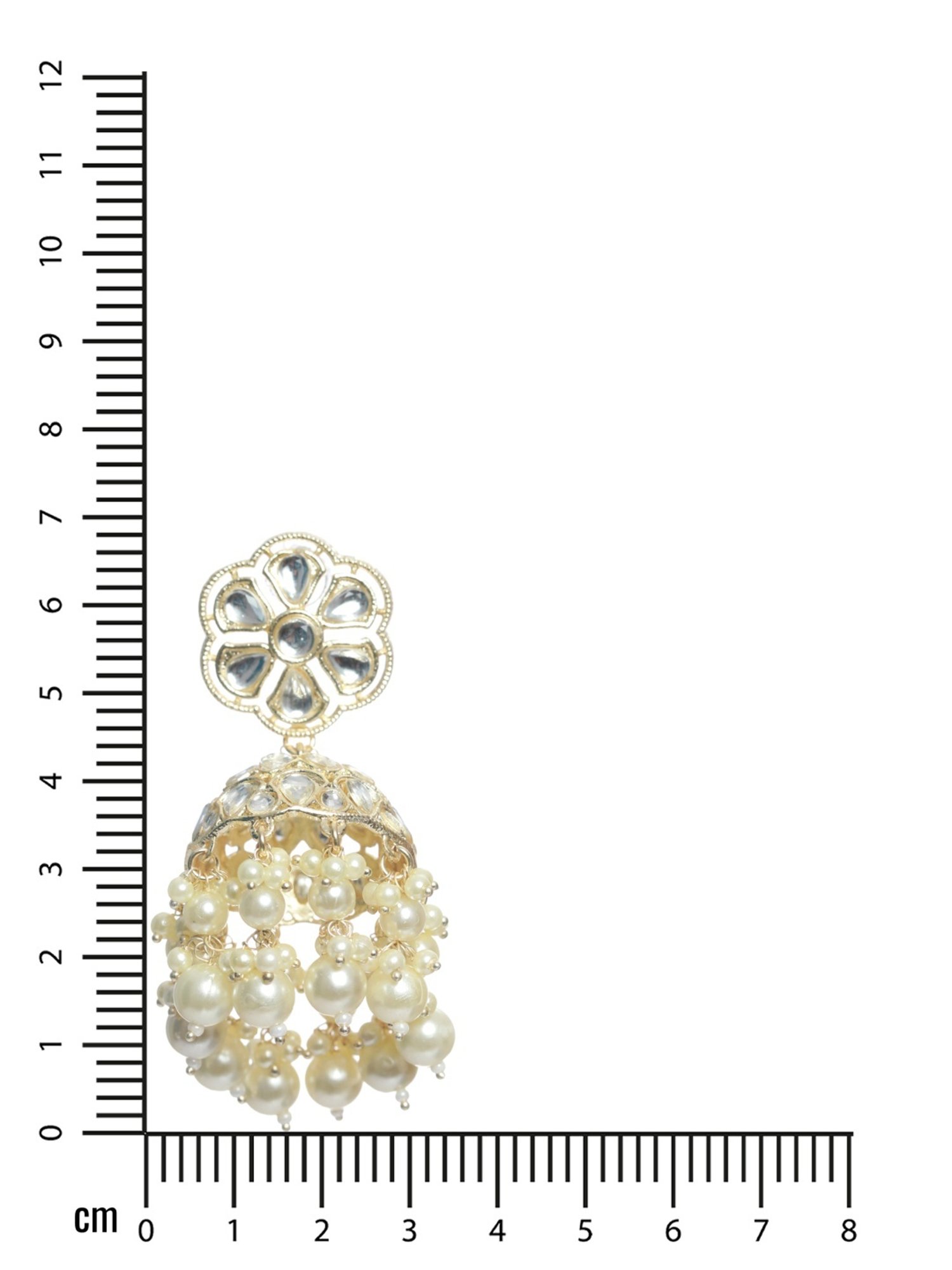 Aatmana Kundan Studded & Beaded Contemporary White Jhumki Earrings for Women