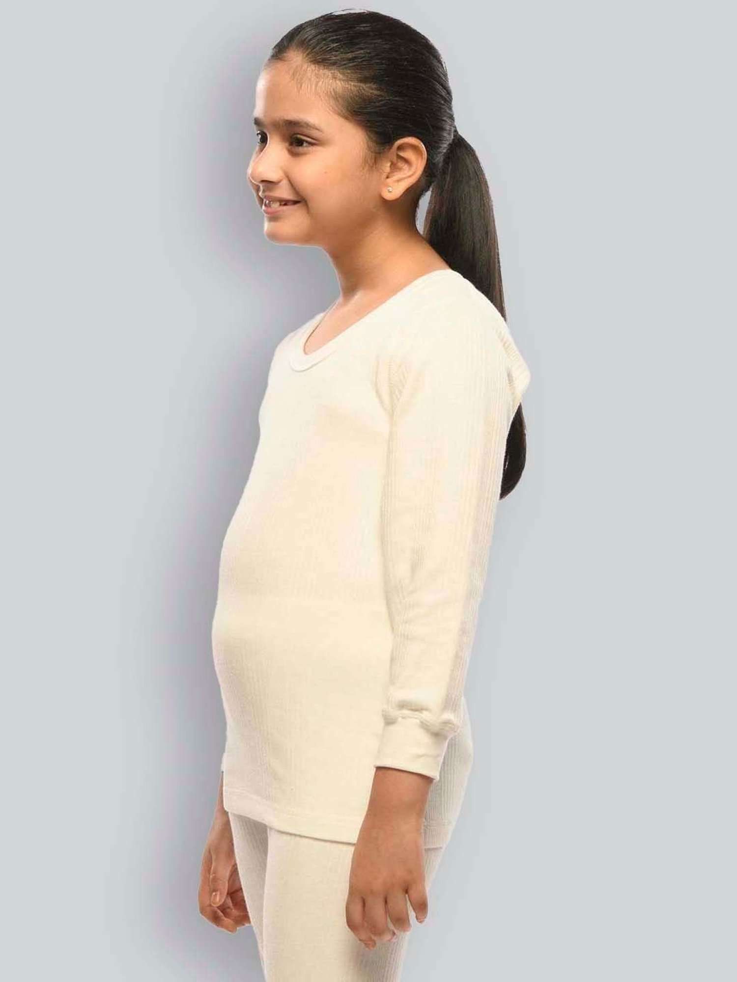 Dyca Kids Grey Melange Textured Thermal Top (Pack Of 2)