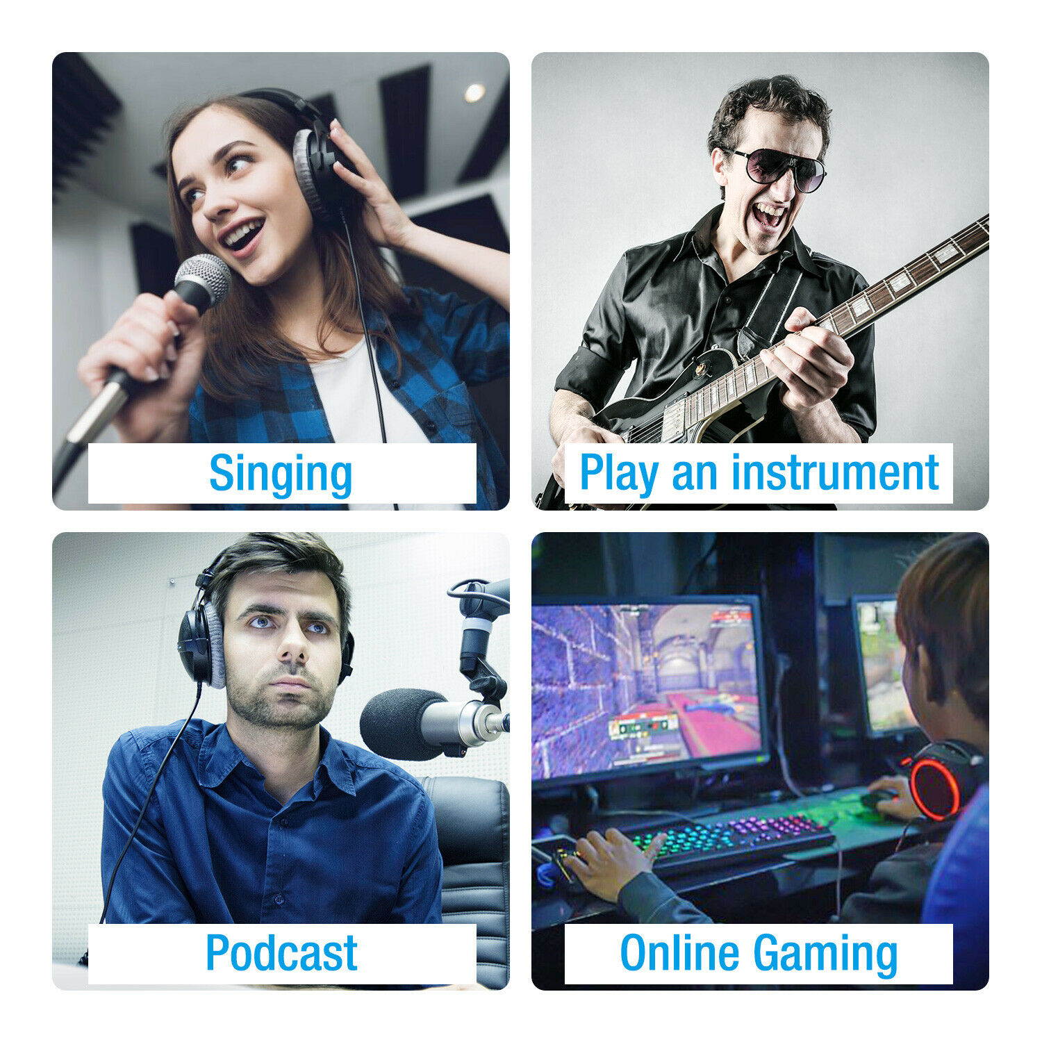 USB Condenser Microphone w/ Tripod Stand Audio Studio Recording For PC Game Chat