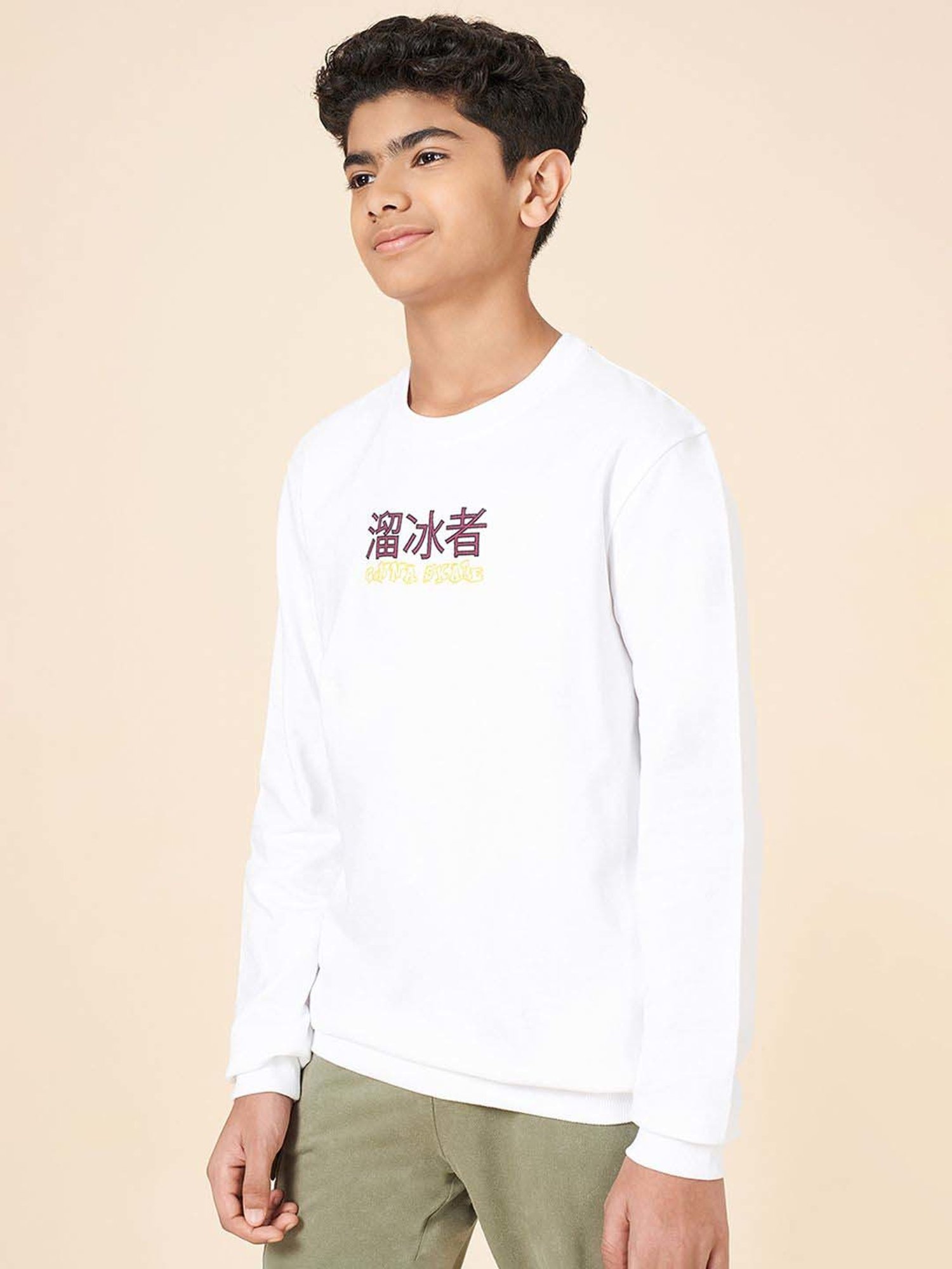 Coolsters by Pantaloons Boys Bright White Cotton Printed Full Sleeves Sweatshirts & Hoodies