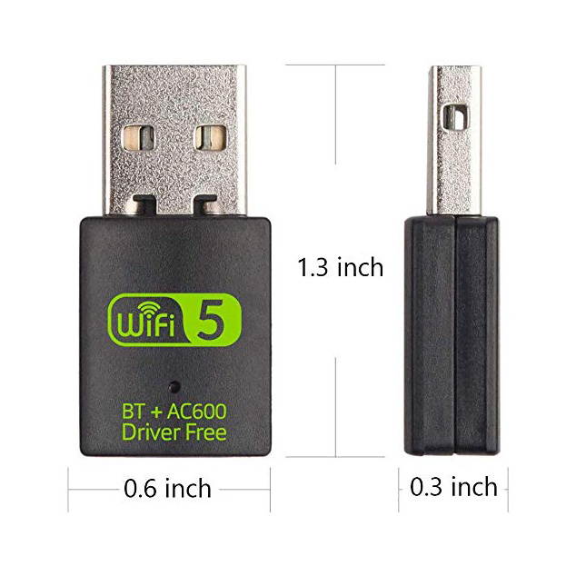 USB WiFi Bluetooth Adapter, Hannord 600Mbps Dual Band 2.4/5Ghz Wireless Network External Receiver, Mini WiFi Dongle for PC/Laptop/Desktop