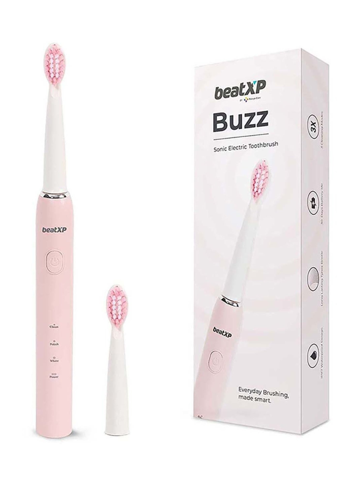 beatXP Buzz Sonic Electric Toothbrush with 3 Cleaning Modes (Pink)