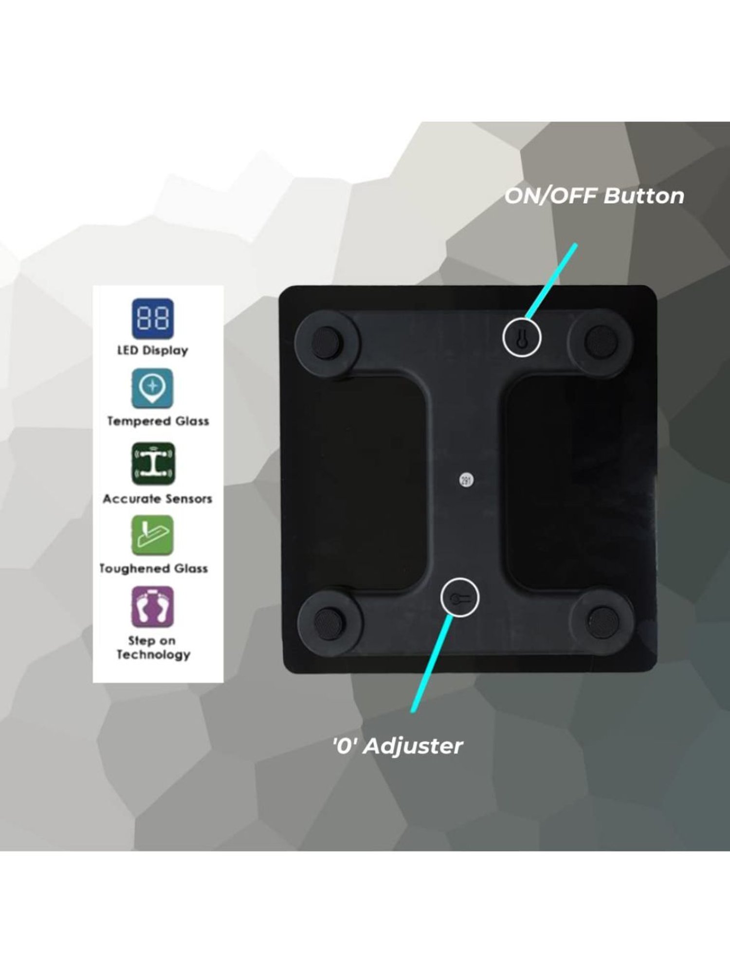 MCP Personal Digital Weighing Scale with Step On Technology (Black)