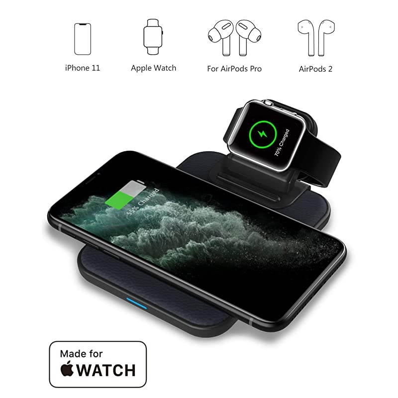 3 in 1 Wireless Charger iPhone Apple Charging Station MFi Certified Wireless Charging Pad Qi Fast Chargers Stand Dock for iPhone 111211 ProSE 2020XS MaxXRX88PlusiWatchAirpods