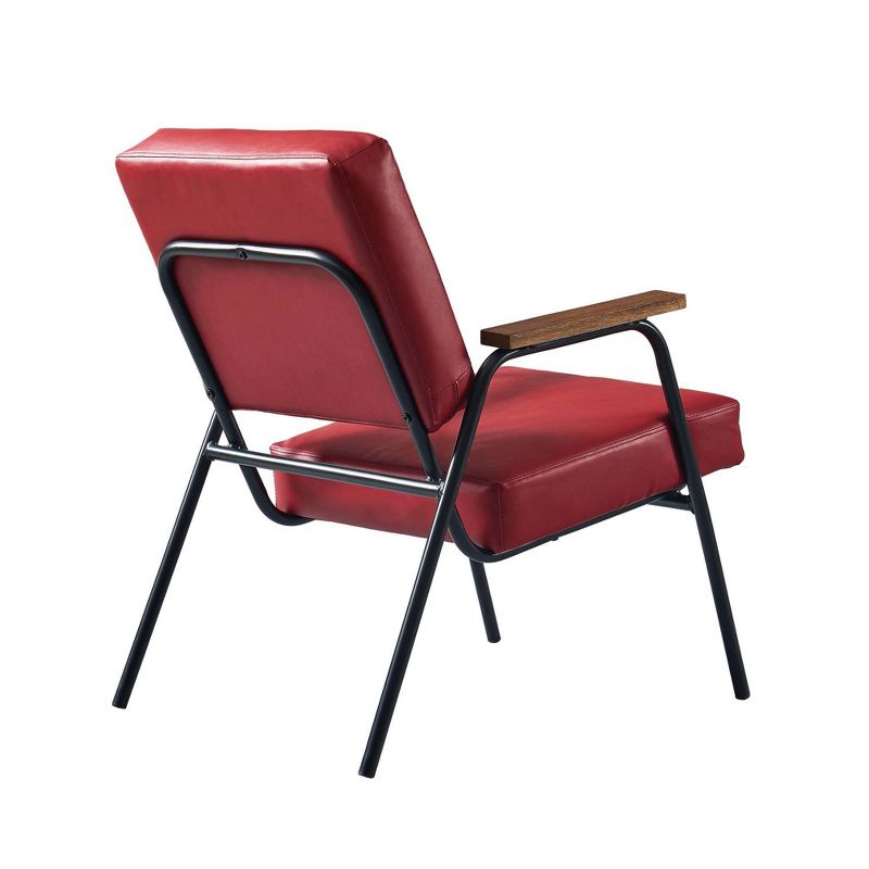 Denver Armchair with Metal Leg & Wood Armrest Red/Black Finish - Versanora