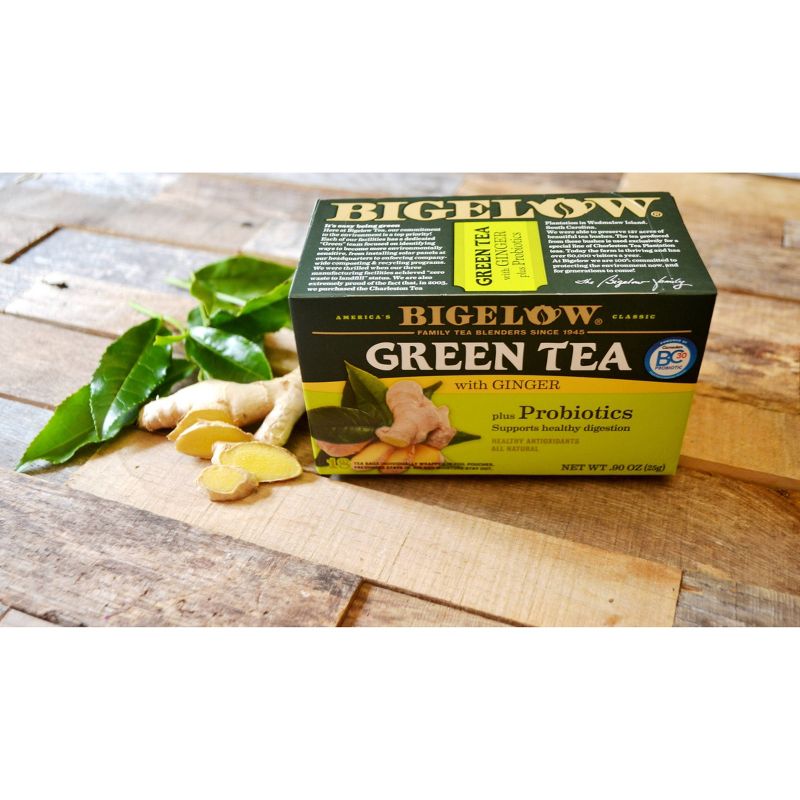 Bigelow Green Tea with Ginger plus Probiotics Tea Bags - 18ct