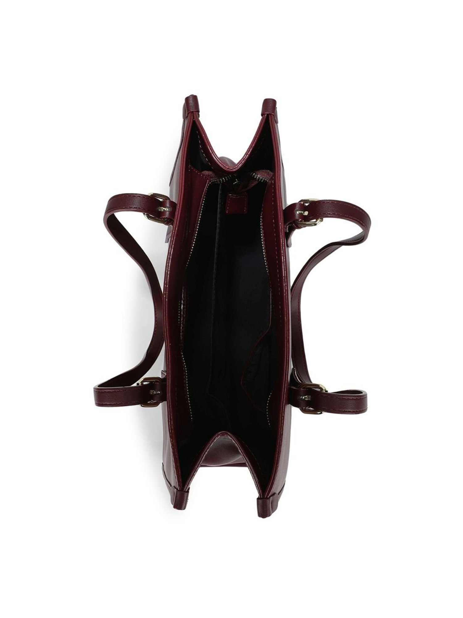 Tyra Hazel Wine Solid Faux Leather Tote Handbag