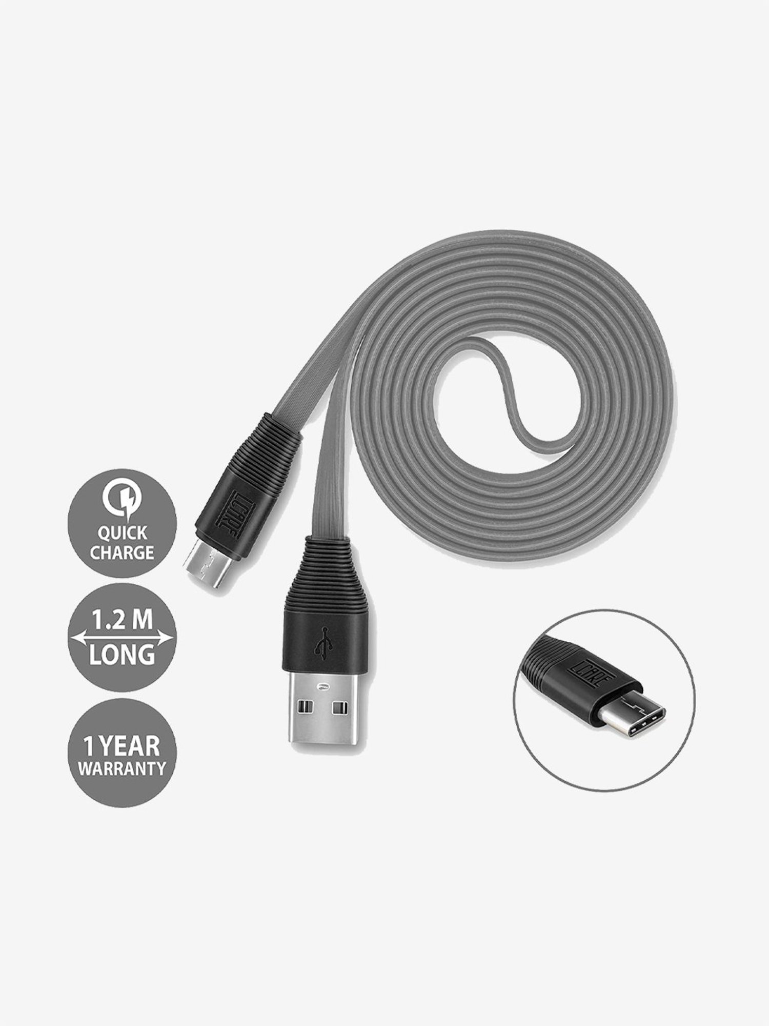 LCARE Type C/PD USB Quick/Turbo Charging (Black/Grey)