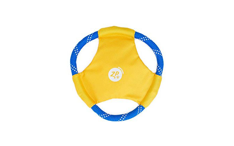 ZippyPaws - Rope Gliderz Durable Outdoor Dog Toy Flying Disc - Yellow