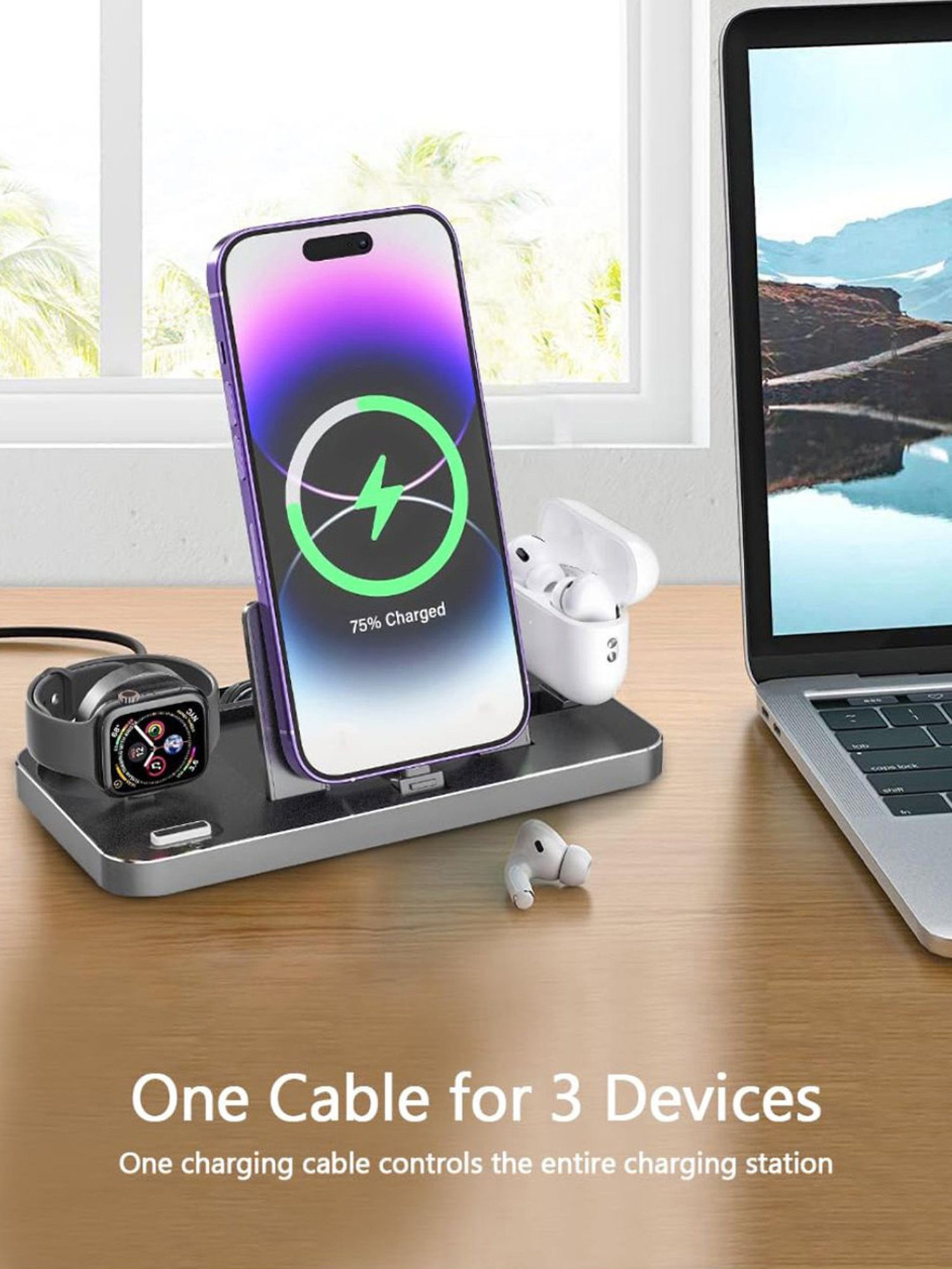 UNIGEN UNIDOCK 100 3 in 1 Foldable Charging Station with 18W QC Adapter (Black)