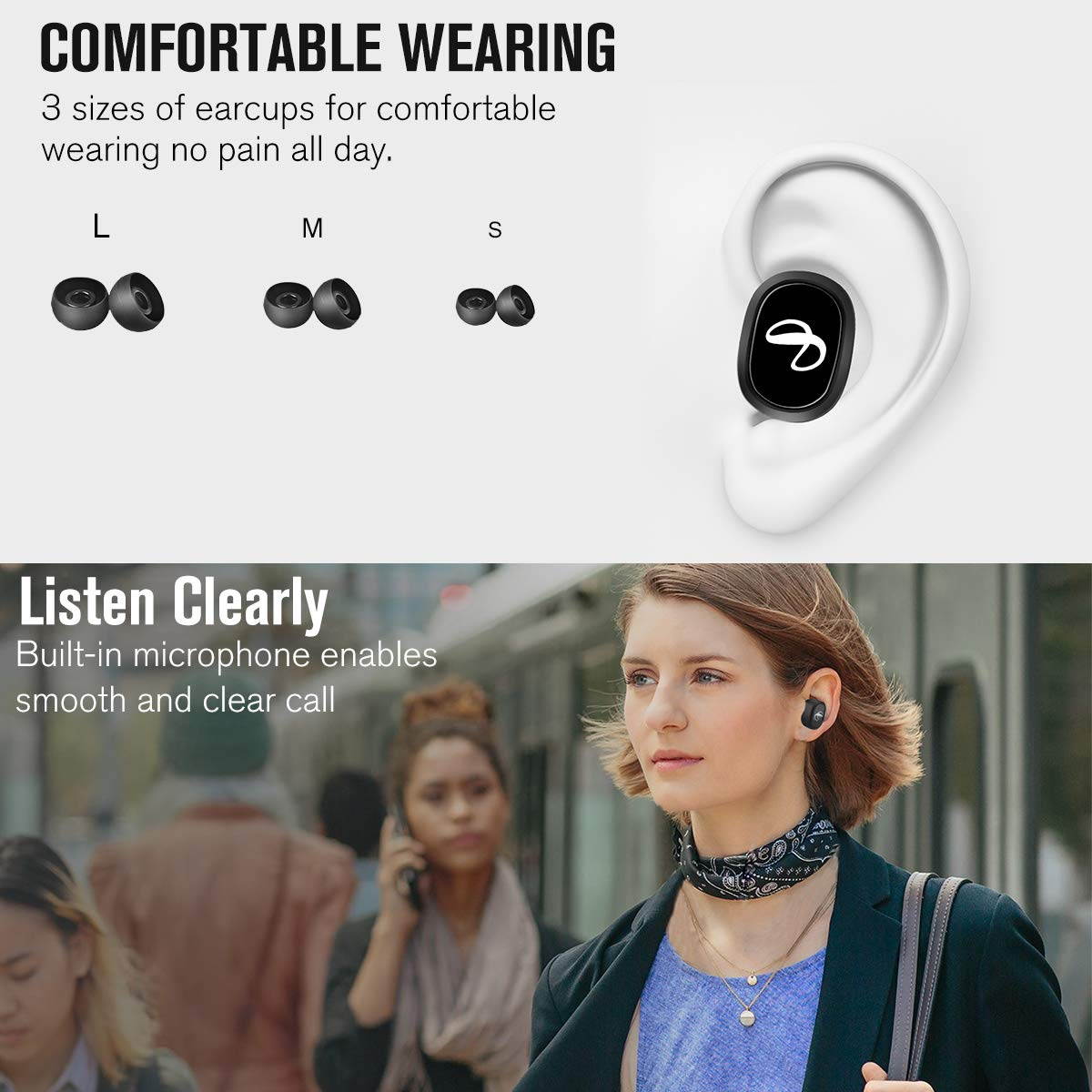 Bluetooth Wireless Earbuds, Sport Headphones Wireless HiFi Sound, Bluetooth 5.0 TWS Headphones 80H Playtime, Dual Built-in Mic, Auto Pairing with 2600mAh Charging Case Power bank, Waterproof Wireless