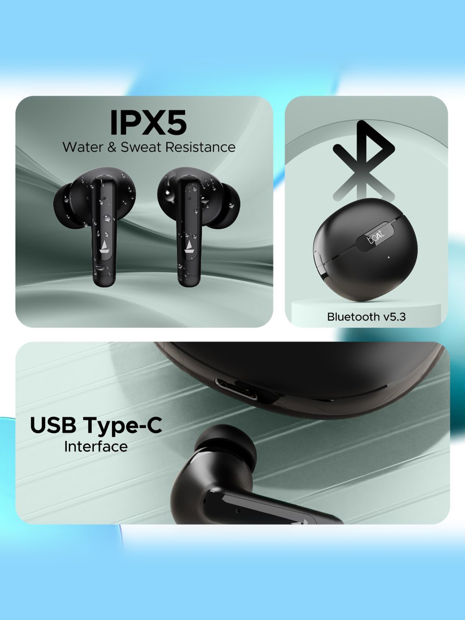 Boat Airdopes 161 ANC in Ear Earbuds with ANC 32dB & 50H Playback (Black, True Wireless)