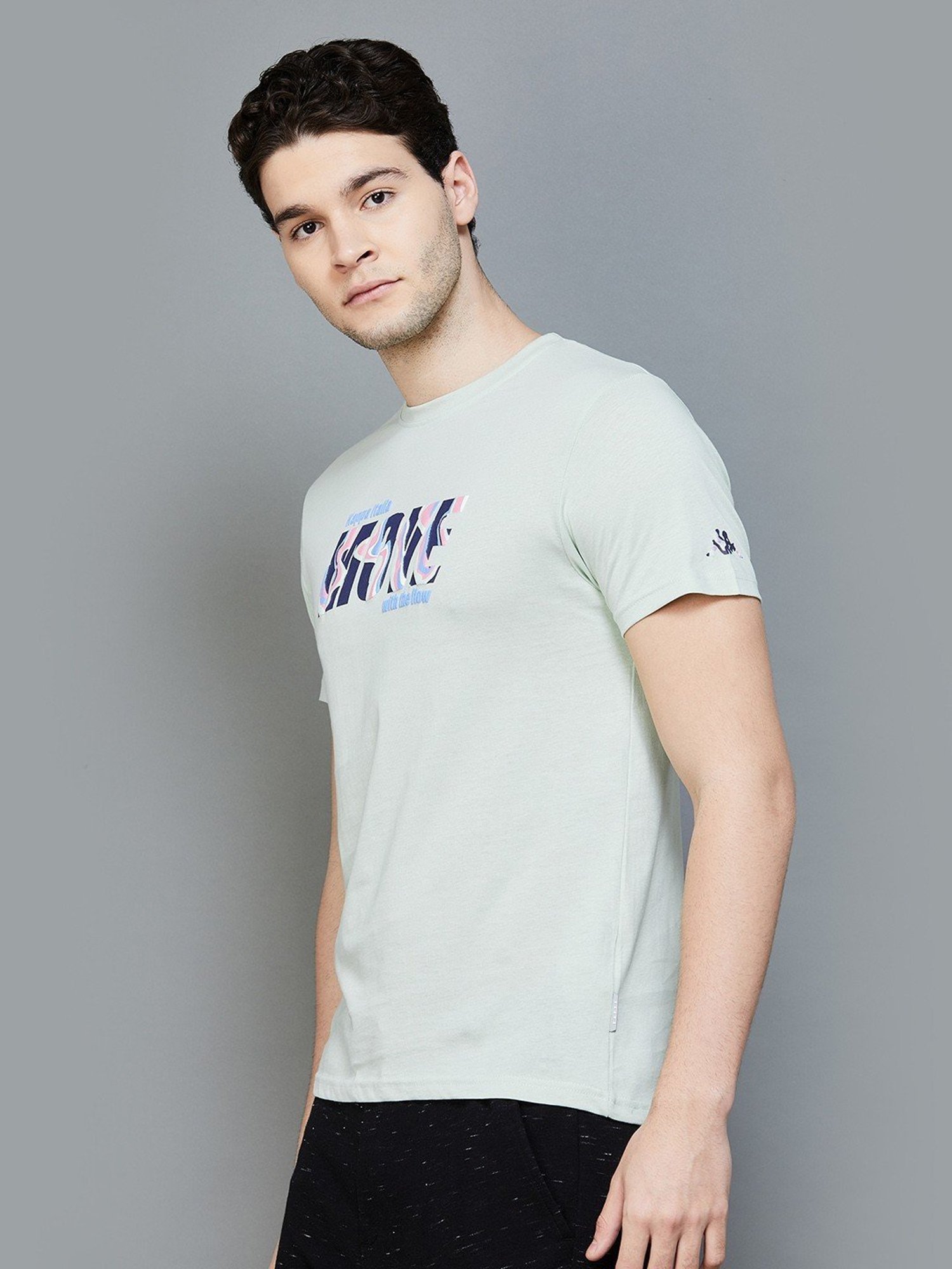 KAPPA Turquoise Regular Fit Printed T-Shirt