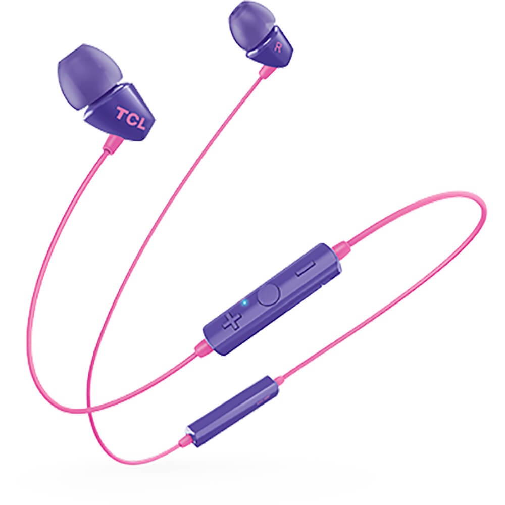 tcl socl100bt wireless in-ear earbuds bluetooth headphones with quick charge and built-in mic - sunrise purple