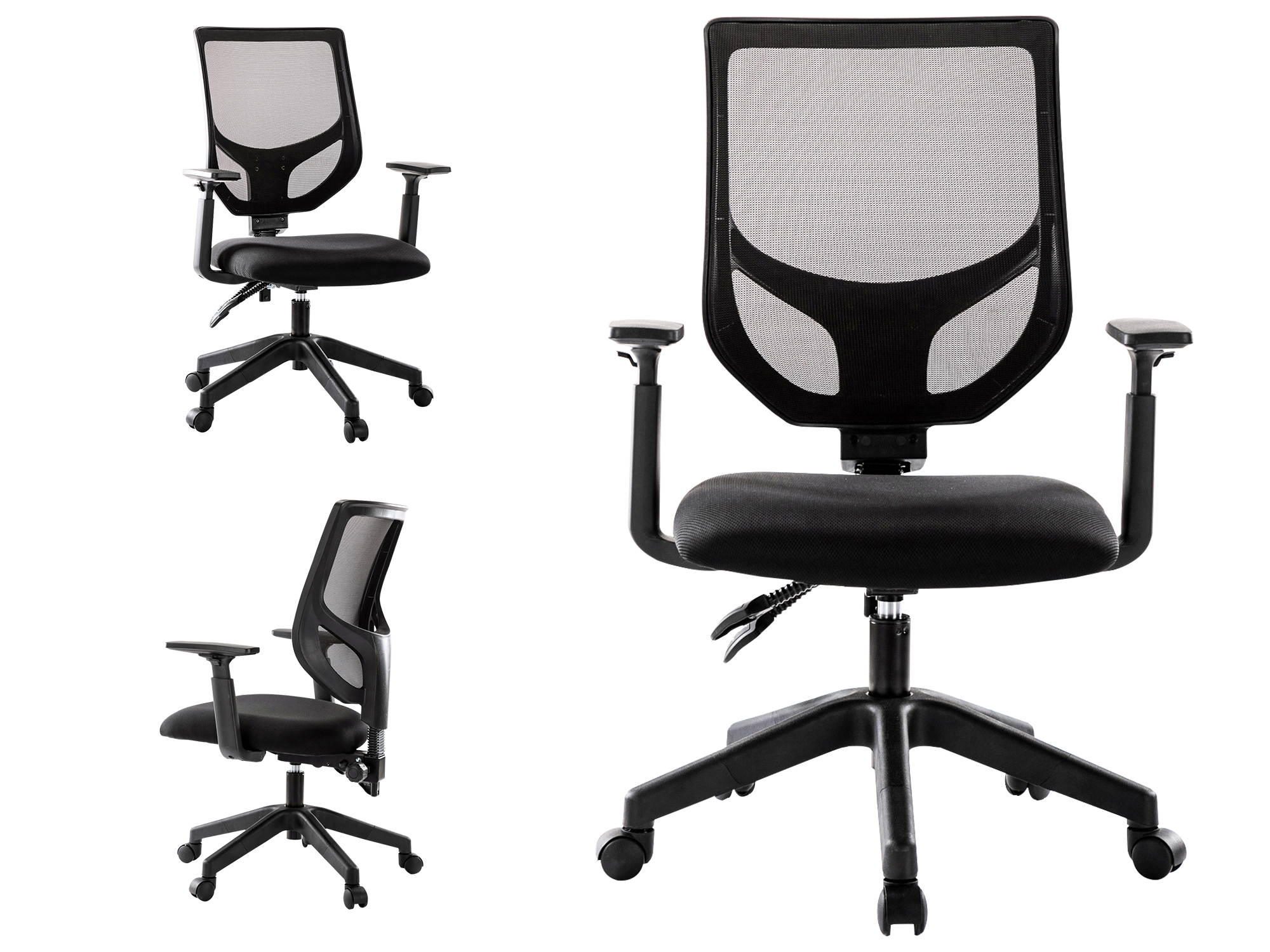 RIMIKING Ergonomic Back Office Chair, Swivel Mid-Back Mesh Back with Height Adjustment and Padded Eco Leather Seat
