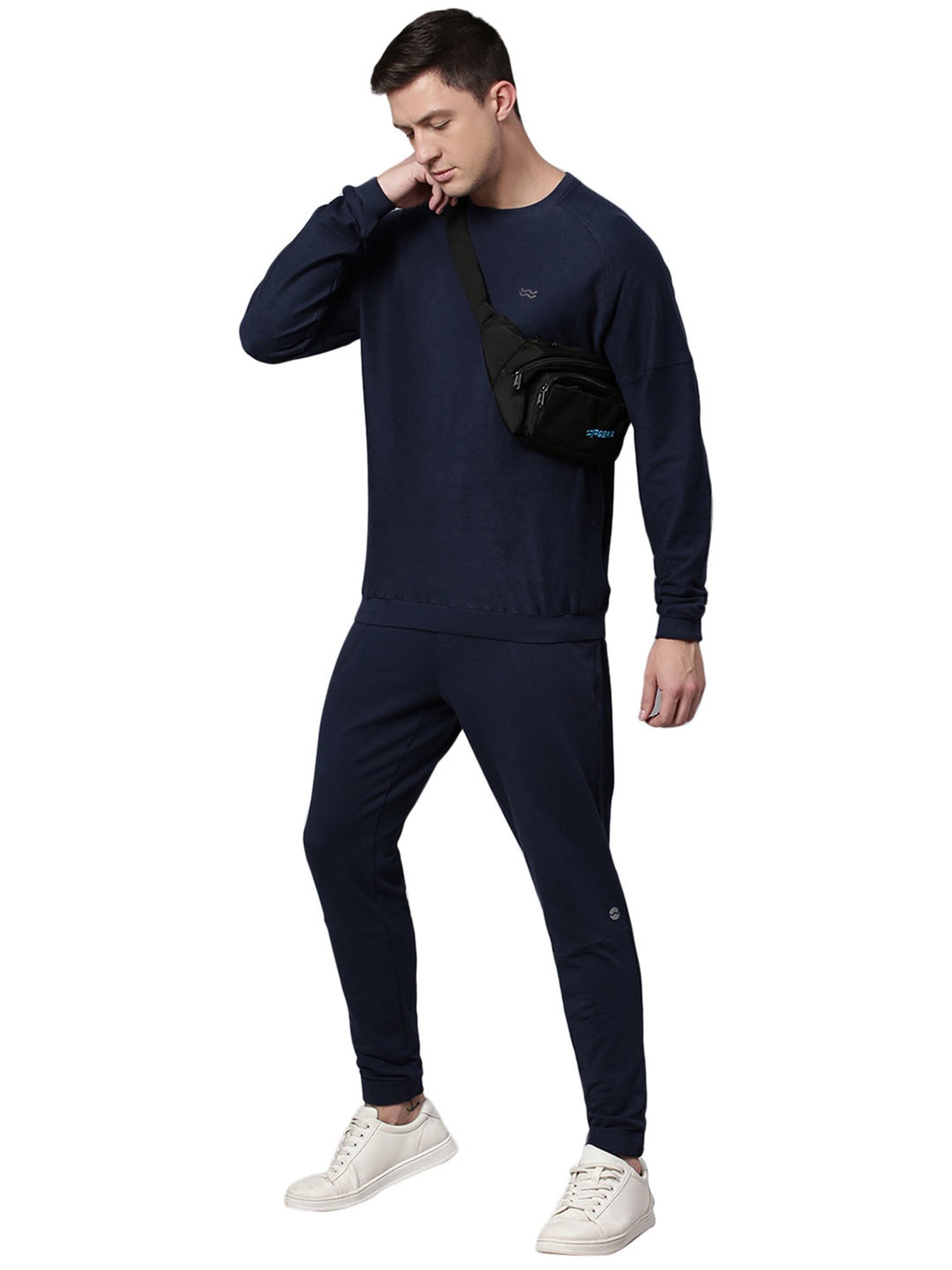 Slowave Navy Cotton Regular Fit Tracksuits