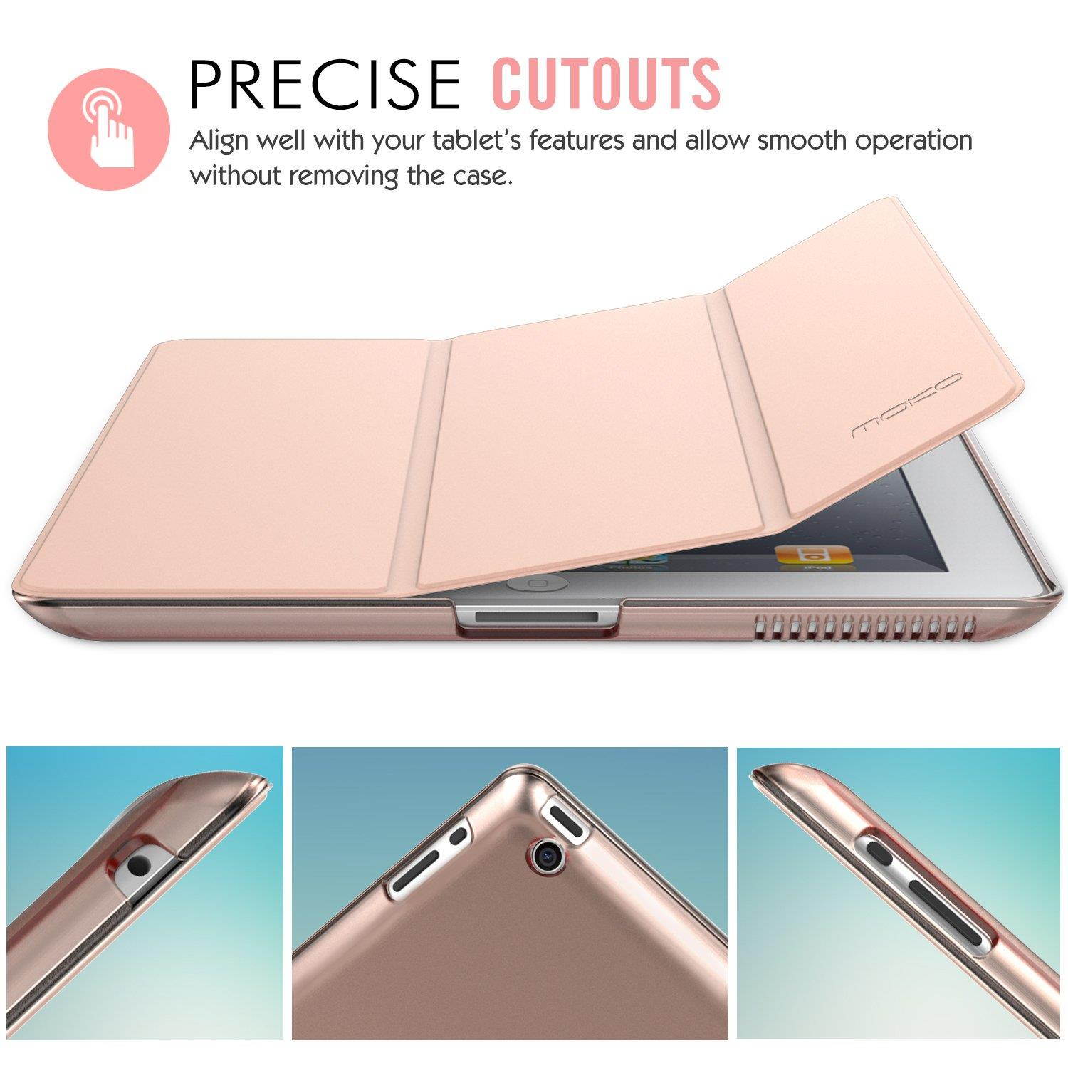 MoKo Case for iPad 2/3 / 4 - Ultra Lightweight Slim Smart Shell Stand Cover with Translucent Frosted Back Protector for iPad 2 / The New iPad 3 (3rd Gen) / iPad 4, Rose Gold (with Auto Wake/Sleep)