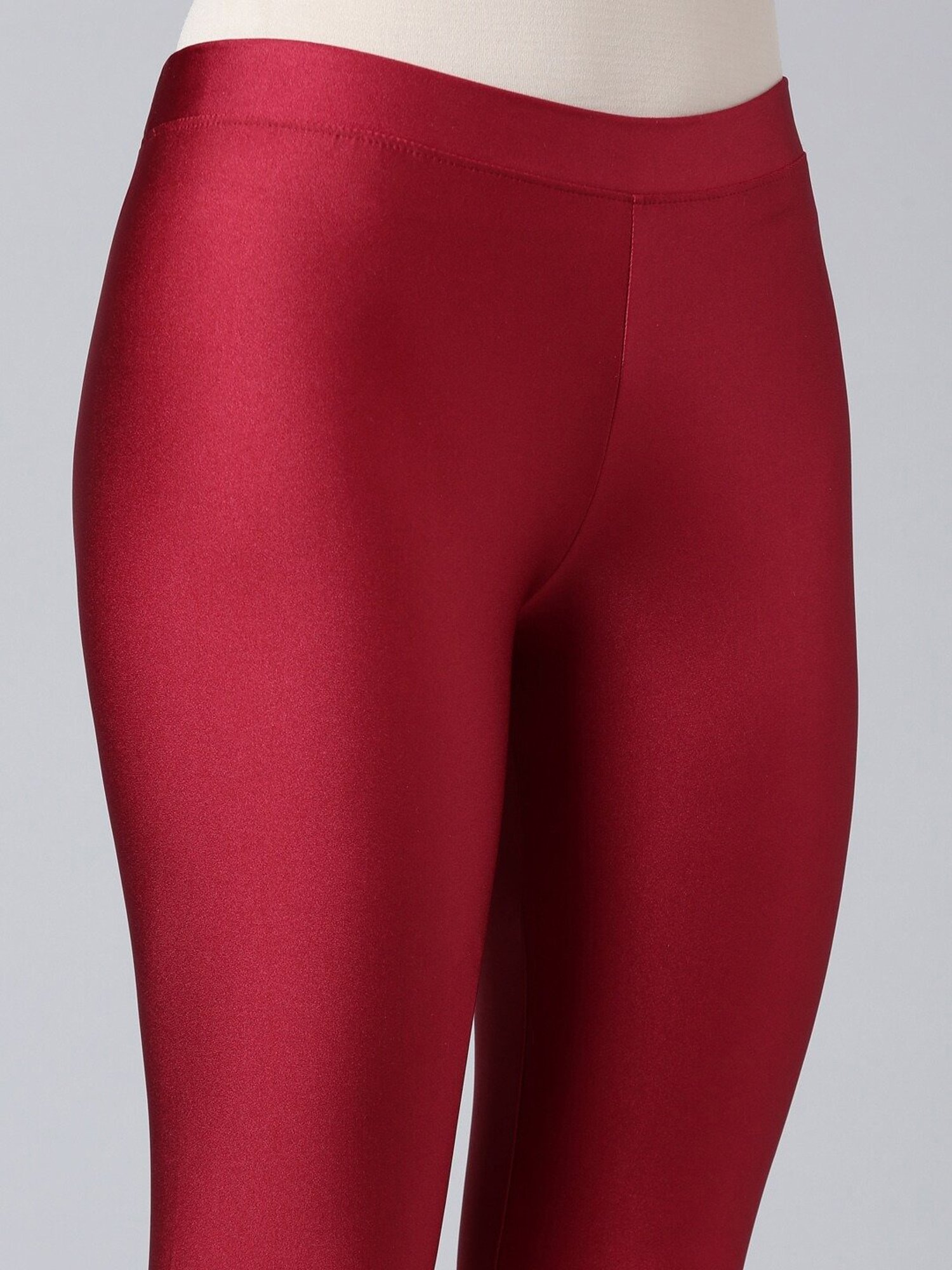 TWIN BIRDS Maroon Plain Leggings With Dupatta