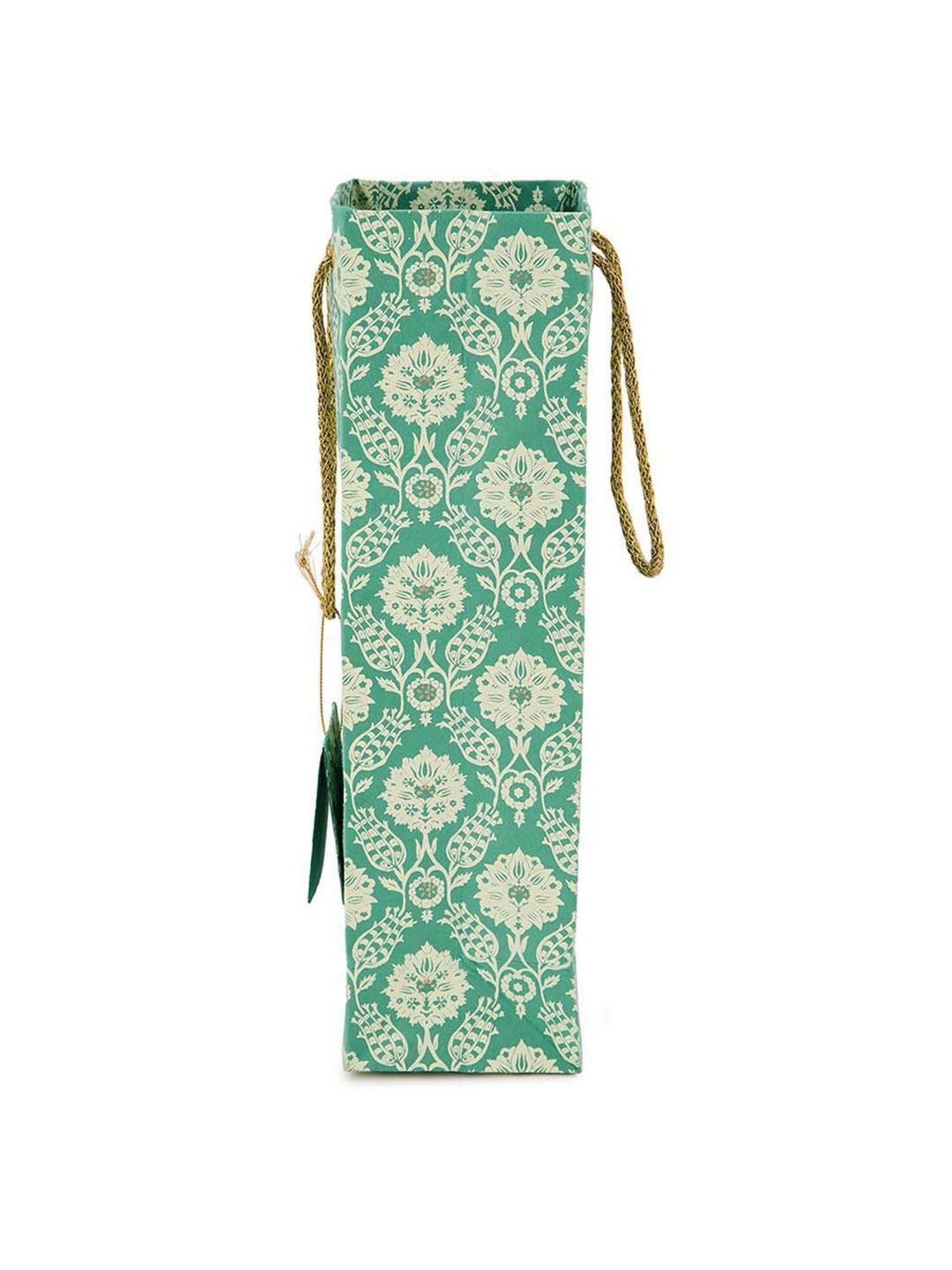 Fabindia Home Teal Paper Printed Sarkhaab Gift Bag