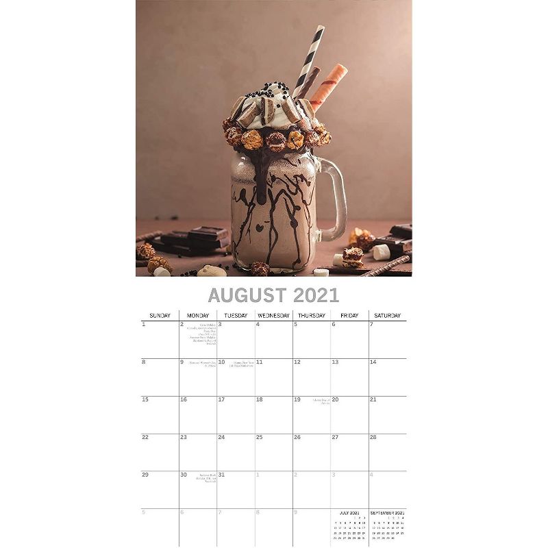 2021 Wall Calendar 12" x 12" Monthly View, Chocolate, 16-Month, with 180 Reminder Stickers