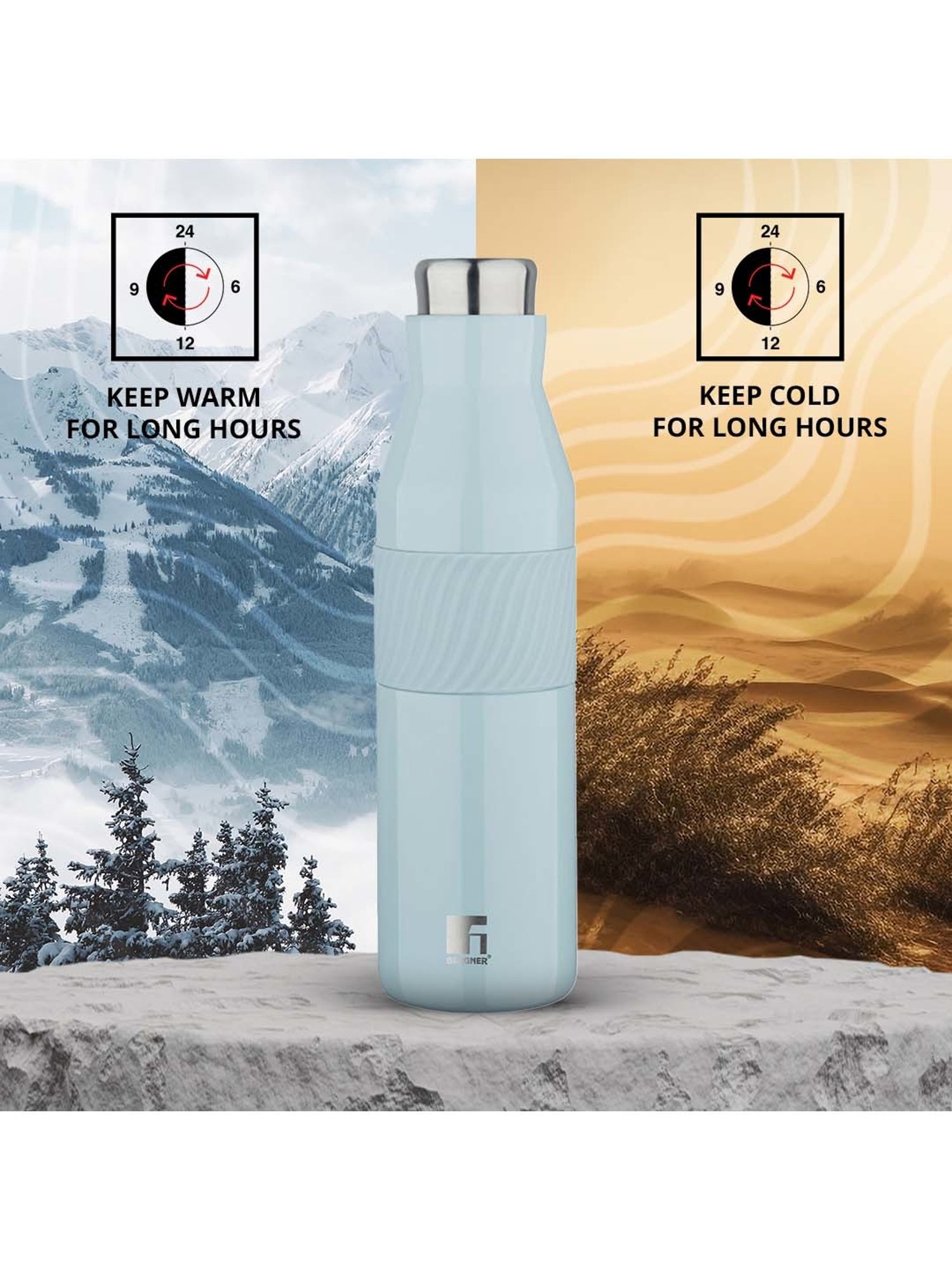 Bergner Walking Blue Stainless Steel Thermosteel Hot and Cold Bottle (0.6 L)