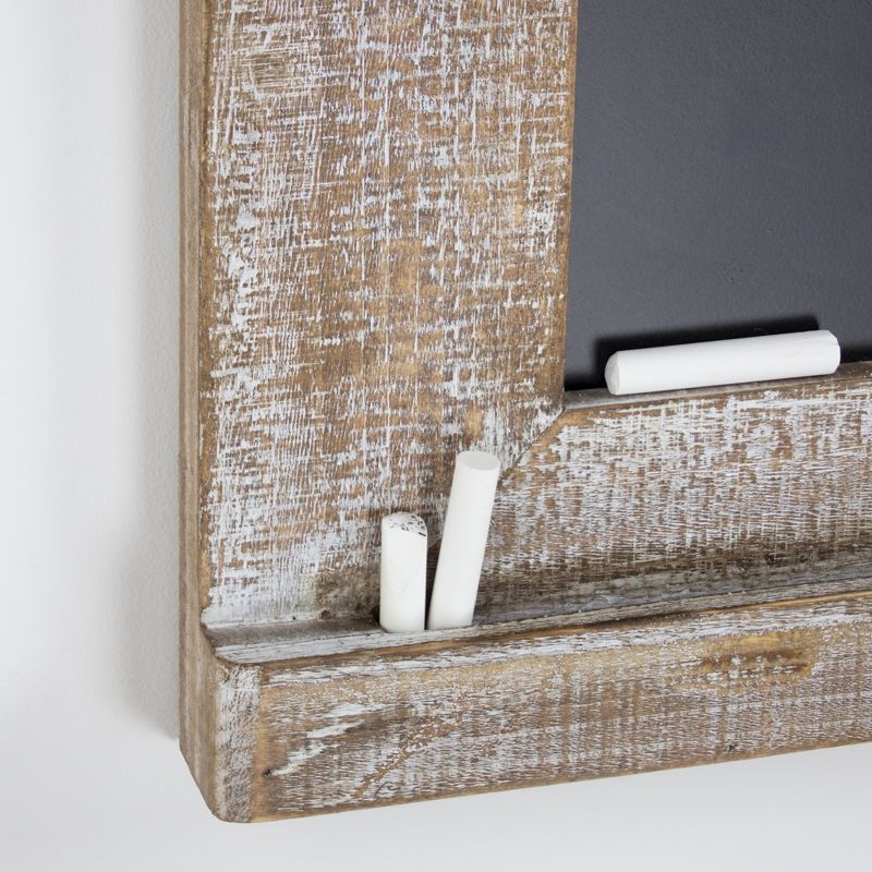 23.8" x 39.5" x 2" Wood and Metal Chalkboard Magnet Message and Memo Board With Sliding Barn Door Brown - American Art Decor